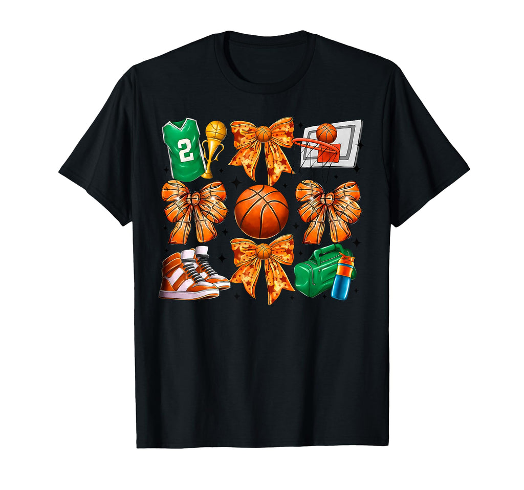 Coquette Basketball Bow Game Day T-Shirt - Graphic Print for Adults - T-Shirt, Sweatshirt, Hoodie