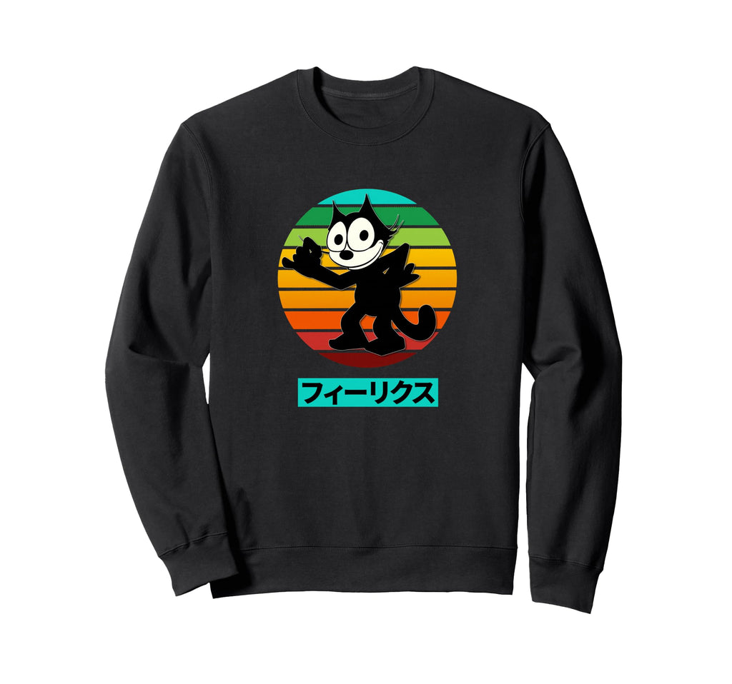 Felix Cartoon Cat Rainbow Sunset Sweatshirt - Minimalist Print Unisex - T-Shirt, Sweatshirt, Hoodie