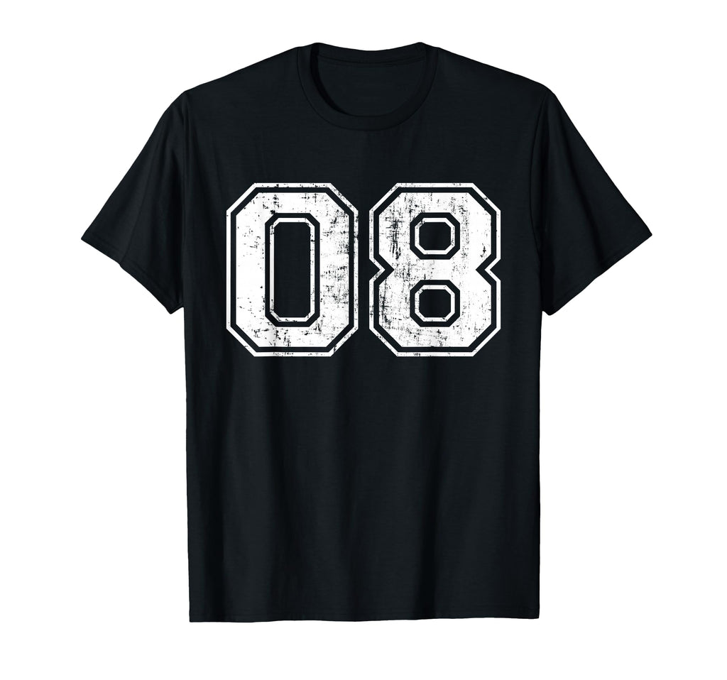 Number 08 Varsity Distressed Zero Eight T-Shirt - Trendy Graphic Men Women - T-Shirt, Sweatshirt, Hoodie