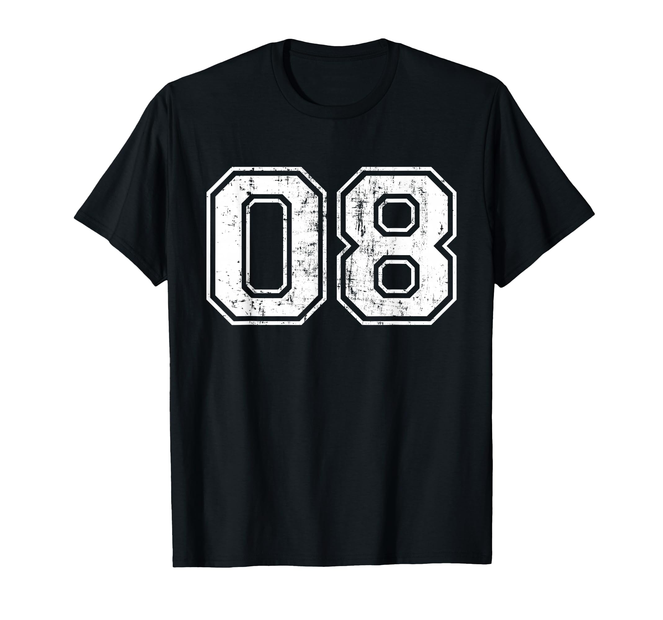 Number 08 Varsity Distressed Zero Eight T-Shirt - Trendy Graphic Men Women - T-Shirt, Sweatshirt, Hoodie