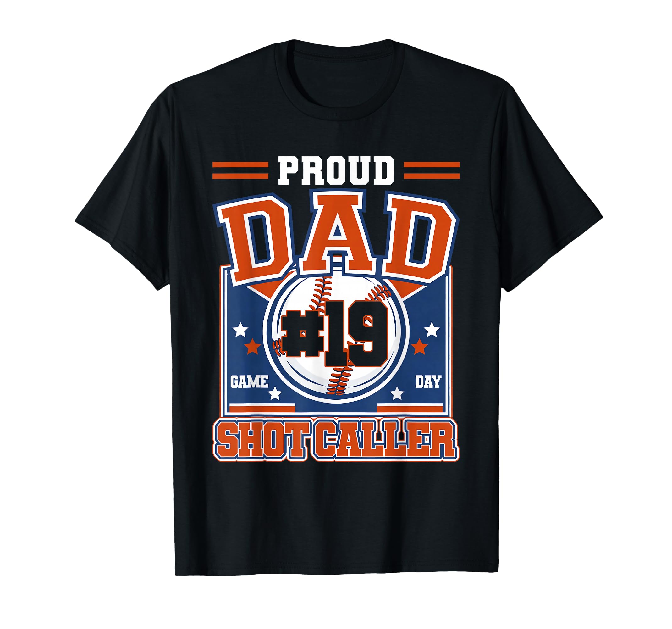Proud Dad Baseball Player Number 19 T-Shirt - Custom Art Print for Adults - T-Shirt, Sweatshirt, Hoodie