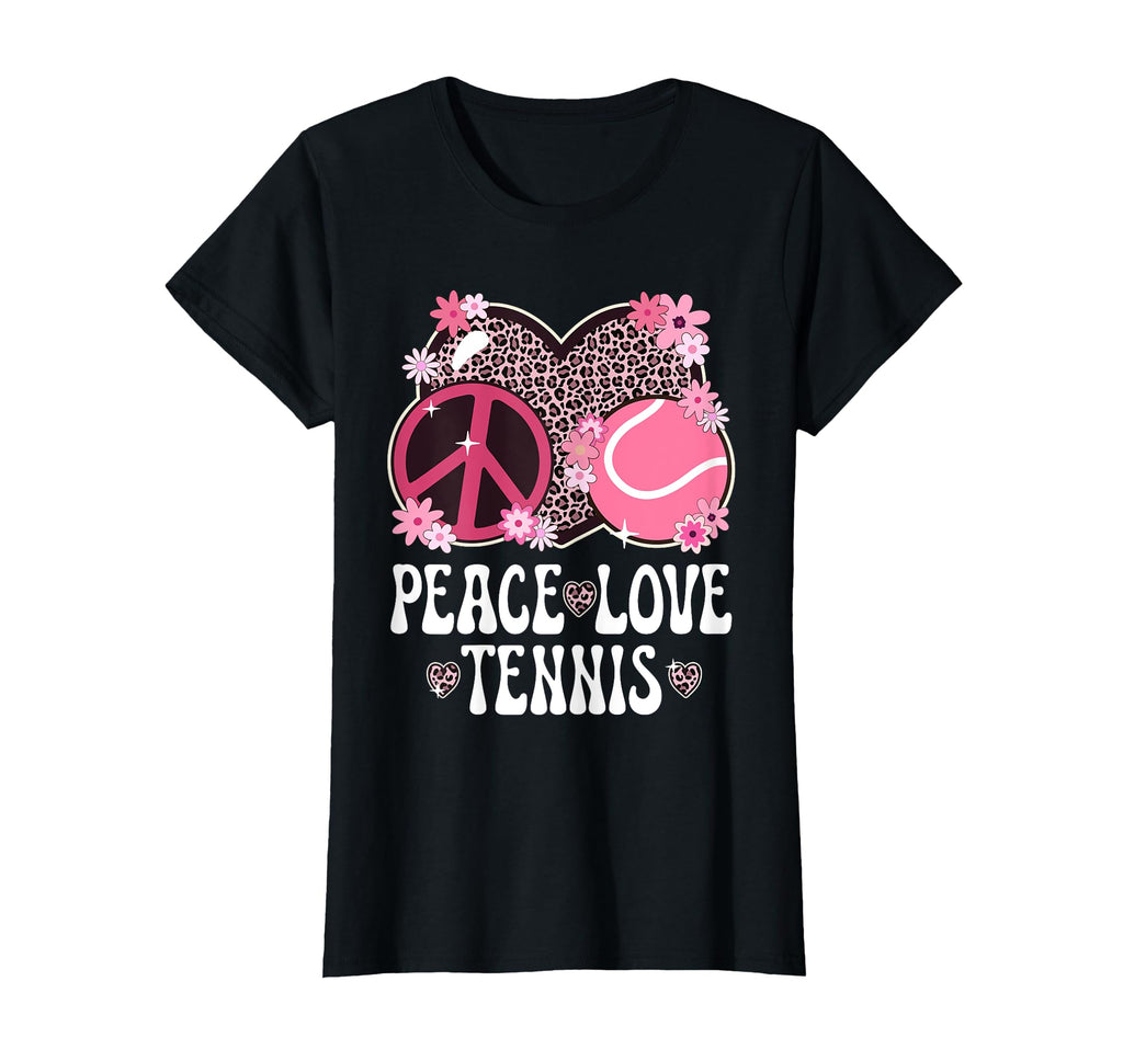 Peace Love Tennis Lover Leopard Tennis T-Shirt - Unique Graphic for Adults - T-Shirt, Sweatshirt, Hoodie