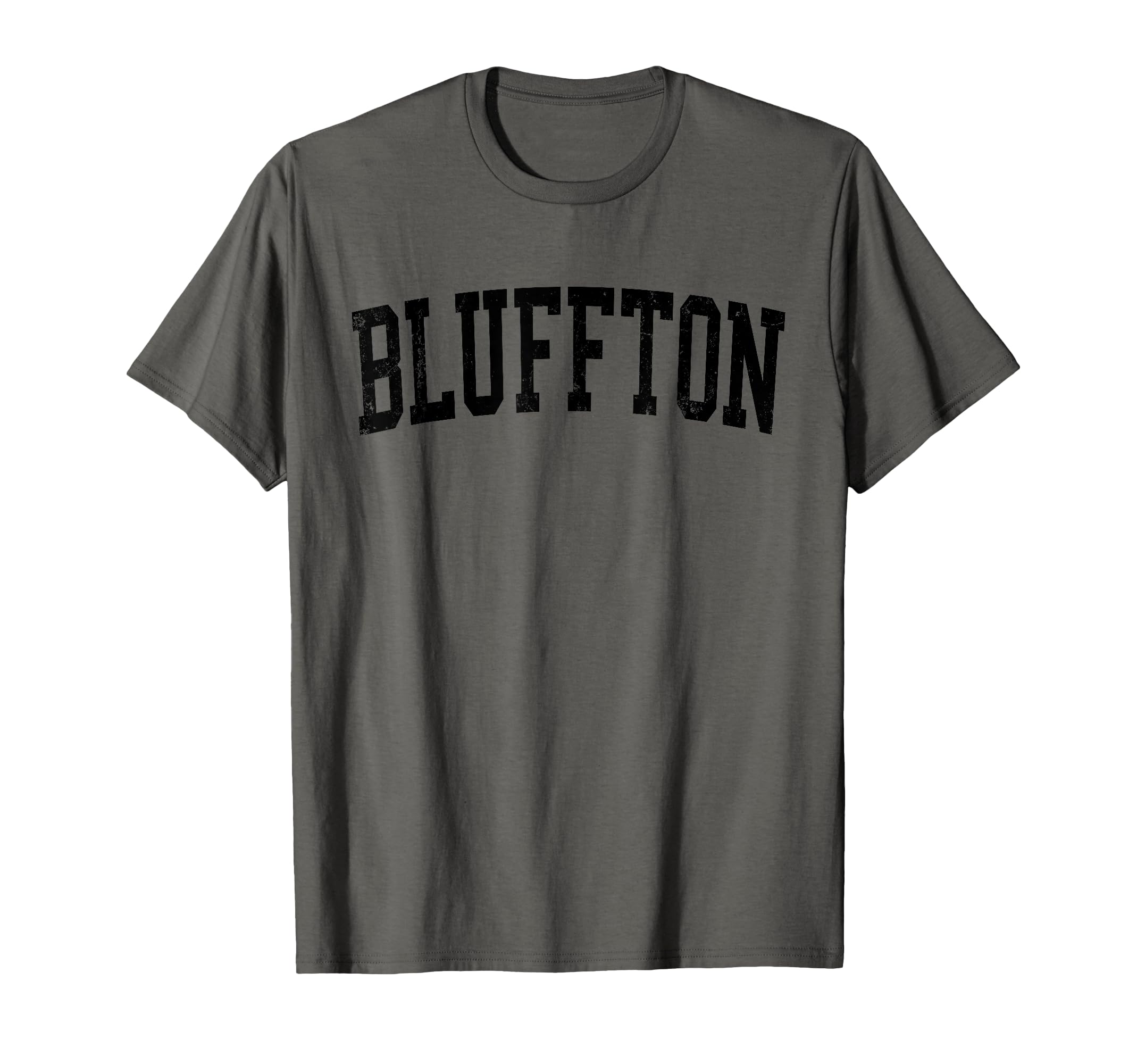 Bluffton Sc Distressed Black Varsity T-Shirt - Minimalist Print Men Women - T-Shirt, Sweatshirt, Hoodie