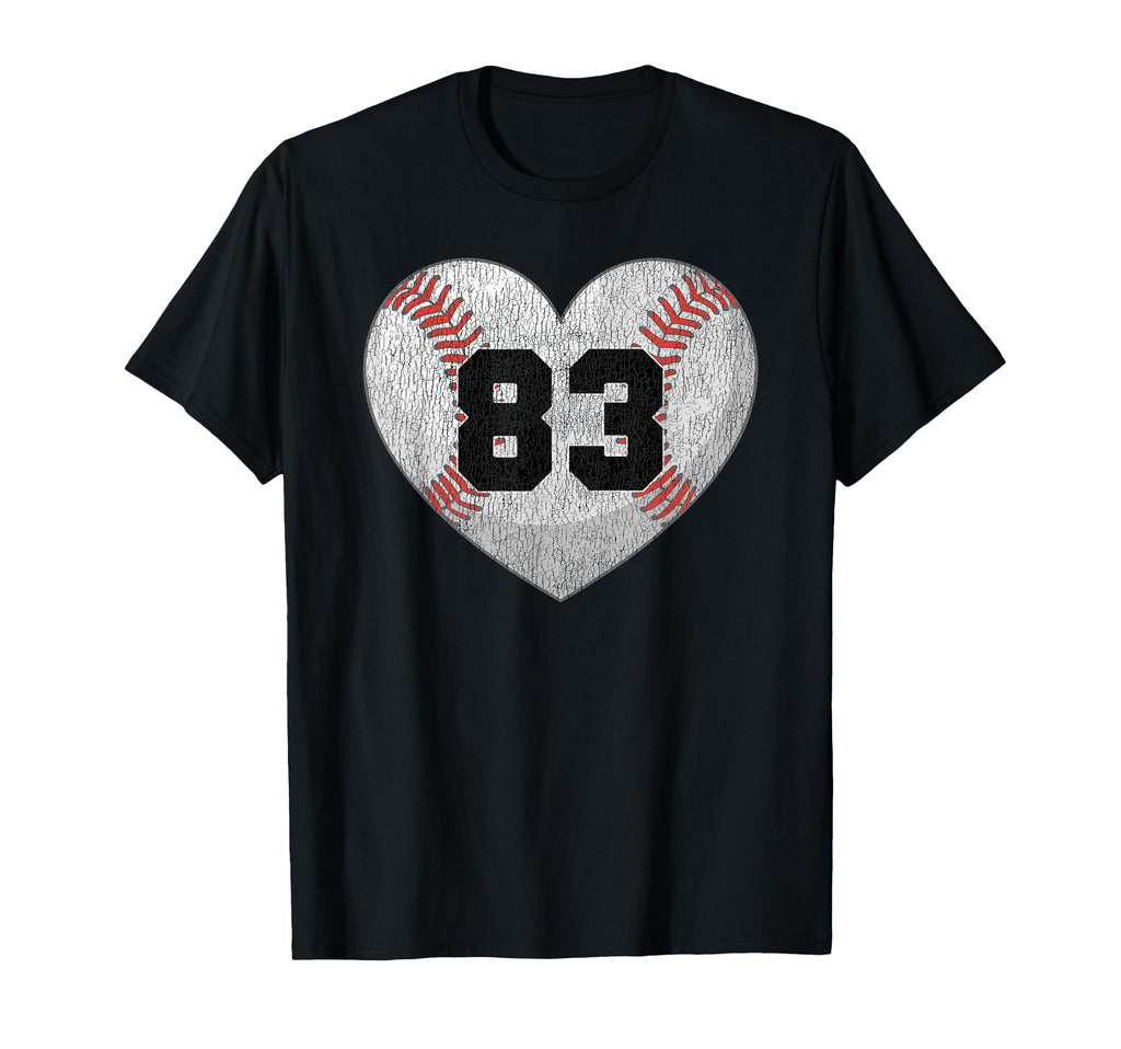Baseball Number 83 Distressed T-Shirt - Fun Novelty Design for Adults - T-Shirt, Sweatshirt, Hoodie