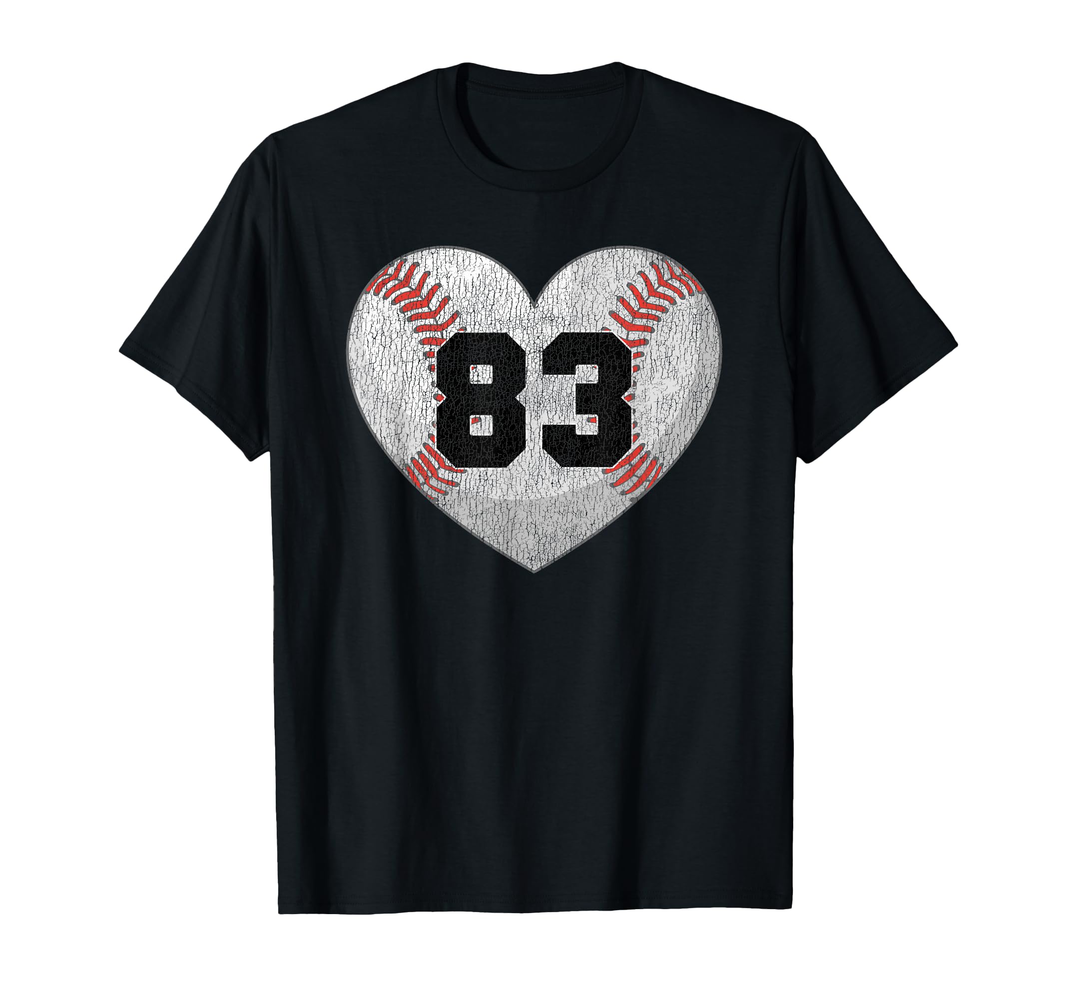 Baseball Number 83 Distressed T-Shirt - Fun Novelty Design for Adults - T-Shirt, Sweatshirt, Hoodie