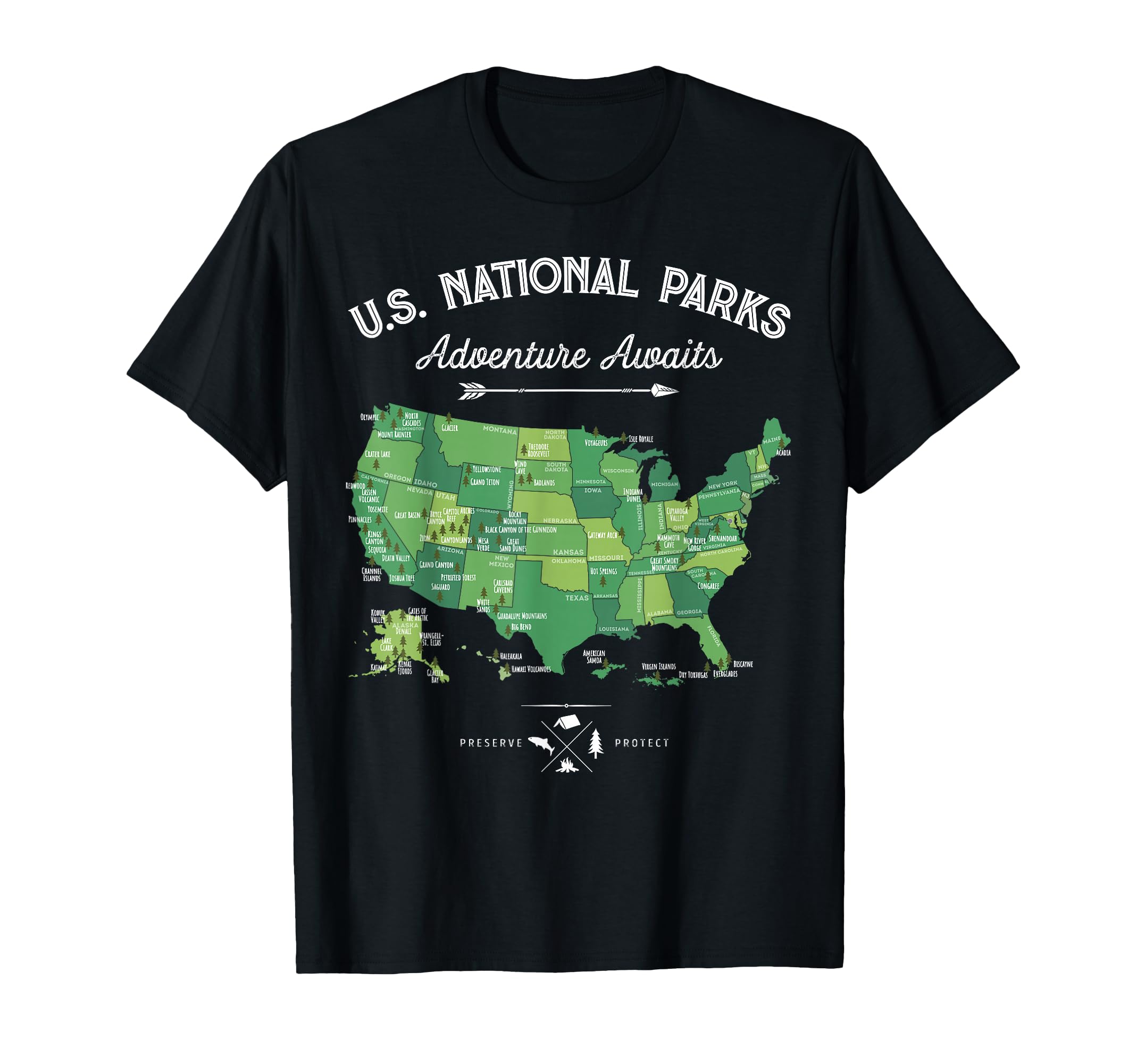 63 National Parks Map Us Park T-Shirt - Casual Everyday Wear Unisex - T-Shirt, Sweatshirt, Hoodie