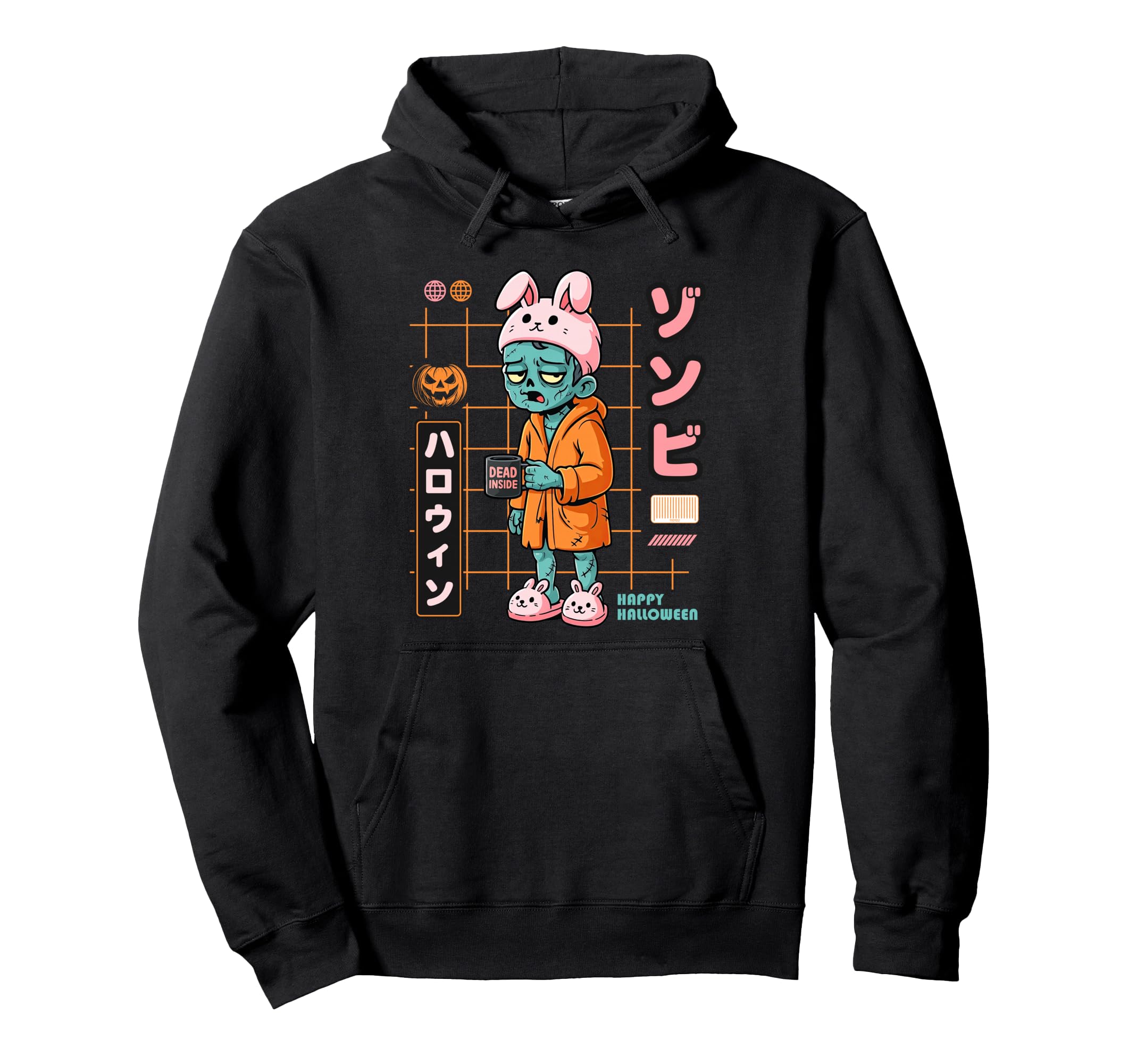 Kawaii Zombie Coffee Lover Undead Hoodie - Unique Graphic Men Women - T-Shirt, Sweatshirt, Hoodie