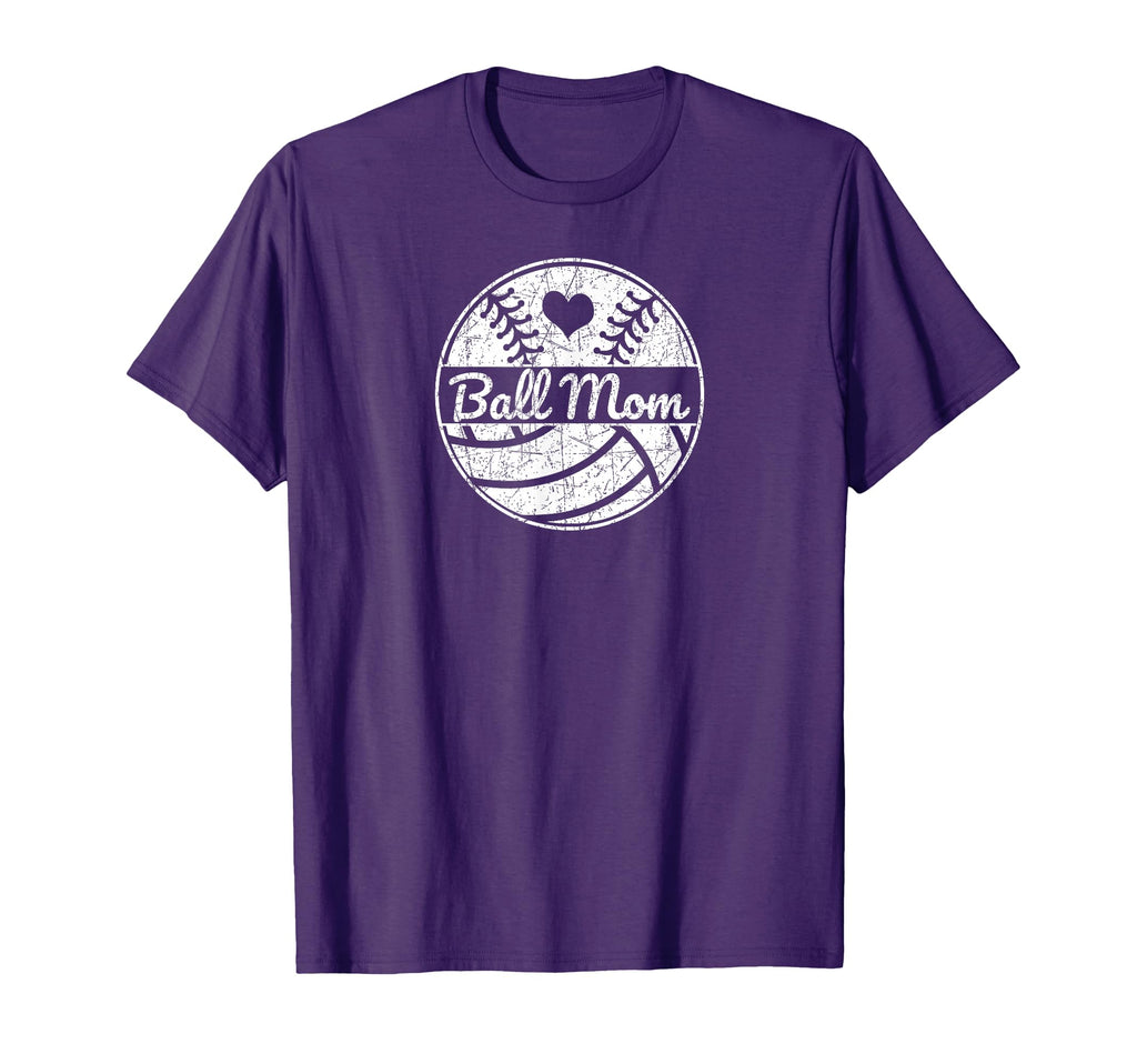 Ball Mom Half Baseball Softball Half T-Shirt - Graphic Print Men Women - T-Shirt, Sweatshirt, Hoodie