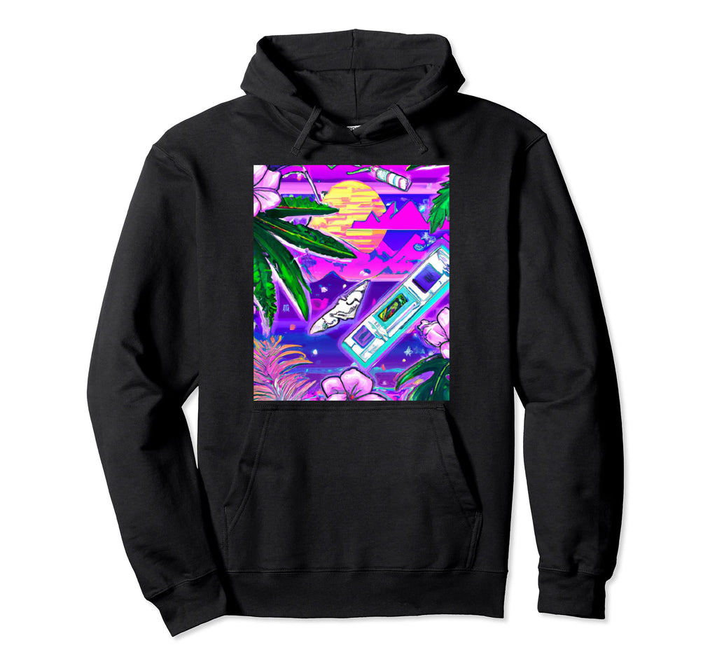 Hawaii Vaporwave Sunset Synthwave Hoodie - Aesthetic Graphic Unisex - T-Shirt, Sweatshirt, Hoodie