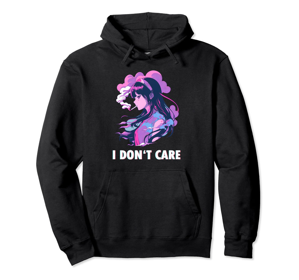 Aesthetic Vaporwave I Dont Care Anime Manga Hoodie - Trendy Graphic Unisex - T-Shirt, Sweatshirt, Hoodie
