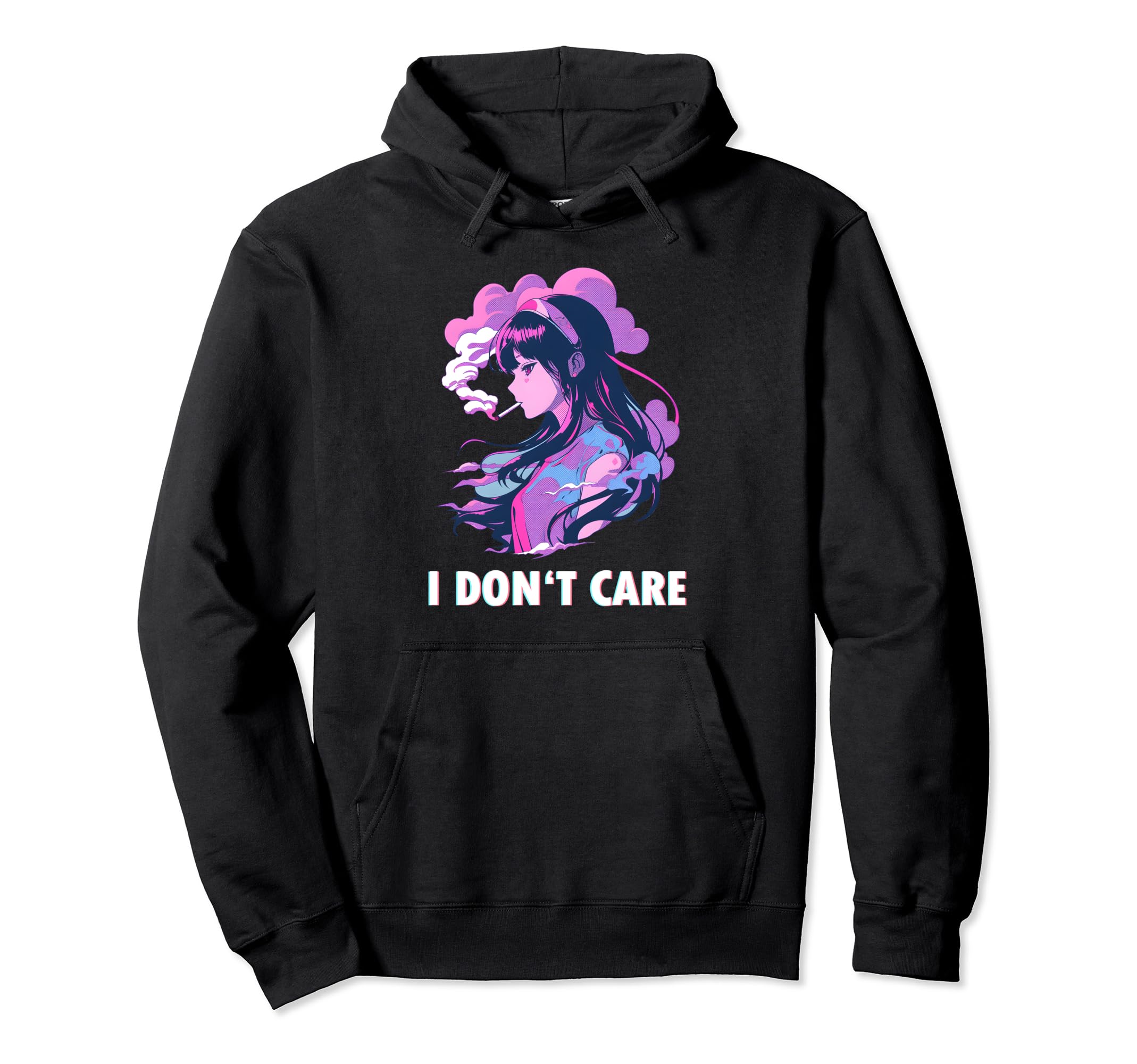 Aesthetic Vaporwave I Dont Care Anime Manga Hoodie - Trendy Graphic Unisex - T-Shirt, Sweatshirt, Hoodie