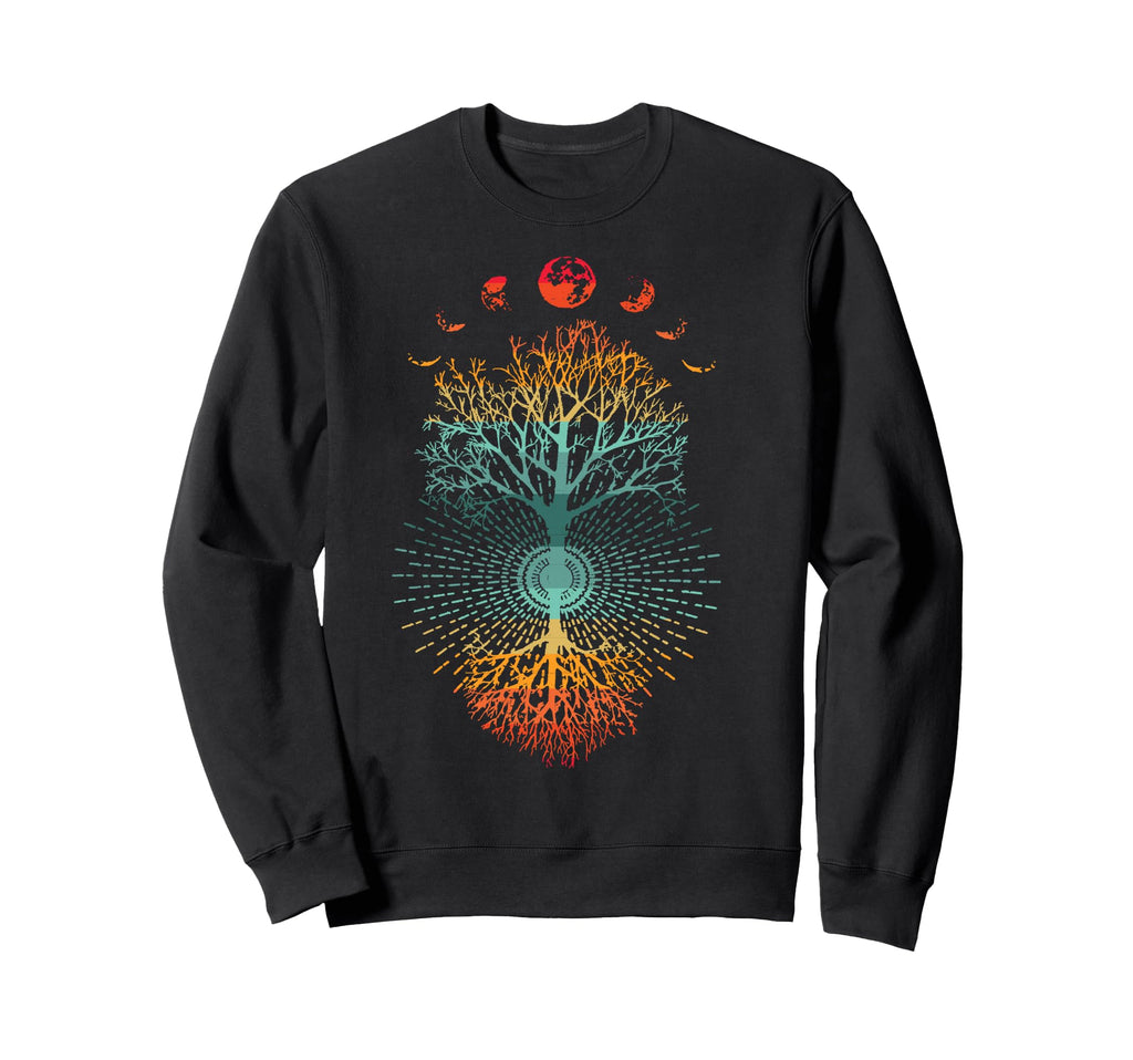 Phases Moon 60S 70S Vibe Tree Life Sweatshirt - Novelty Apparel Men Women - T-Shirt, Sweatshirt, Hoodie