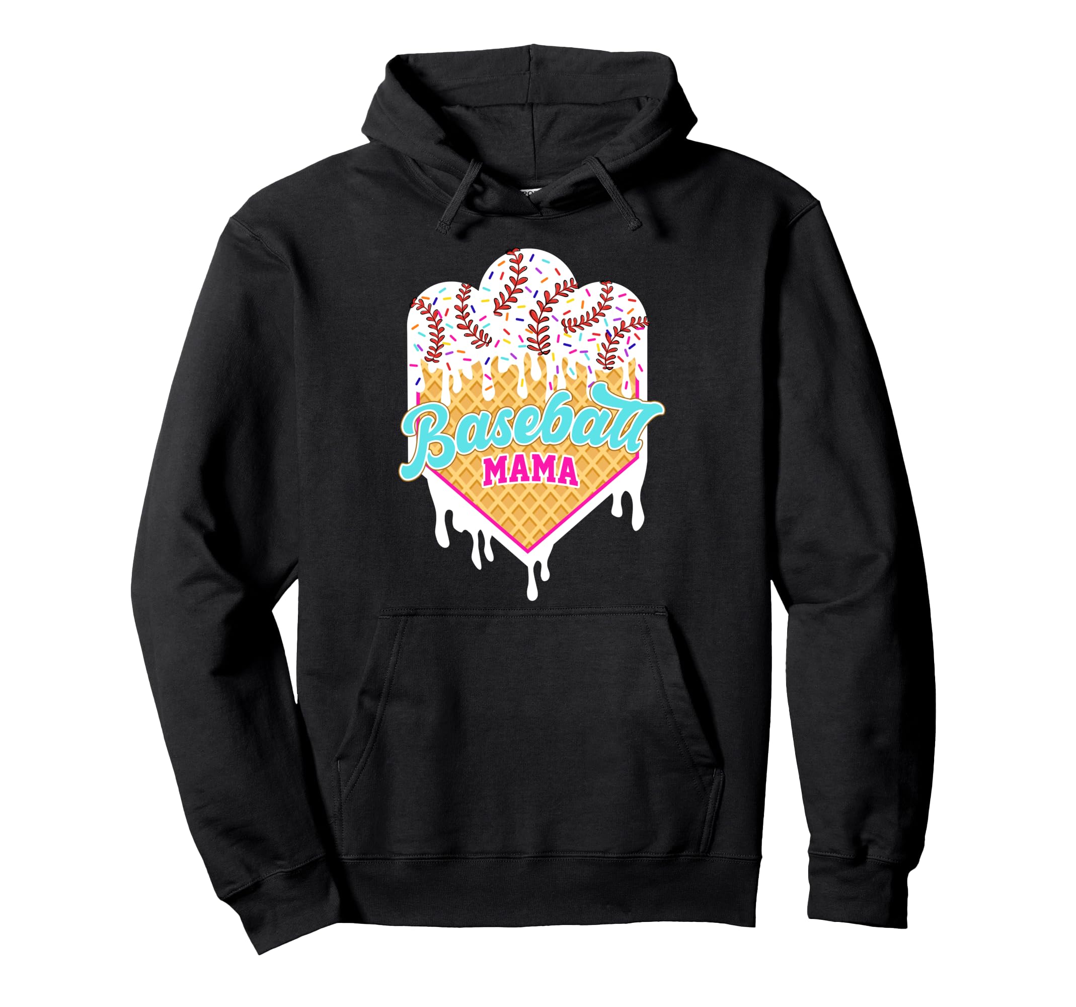 Baseball Ice Cream Drip Mom Sweet Hoodie - Trendy Graphic for Adults - T-Shirt, Sweatshirt, Hoodie