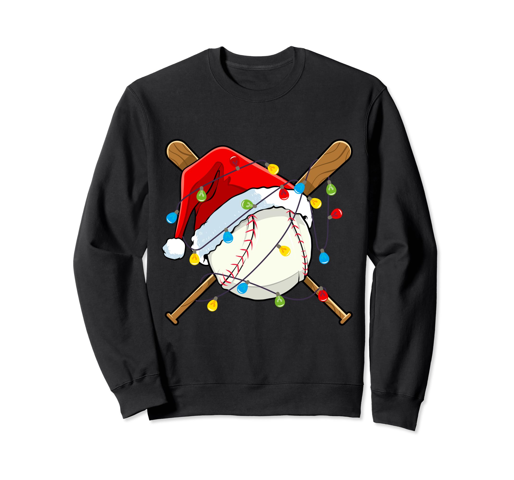 Baseball Player Santa Hat Funny Sweatshirt - Minimalist Print Men Women - T-Shirt, Sweatshirt, Hoodie