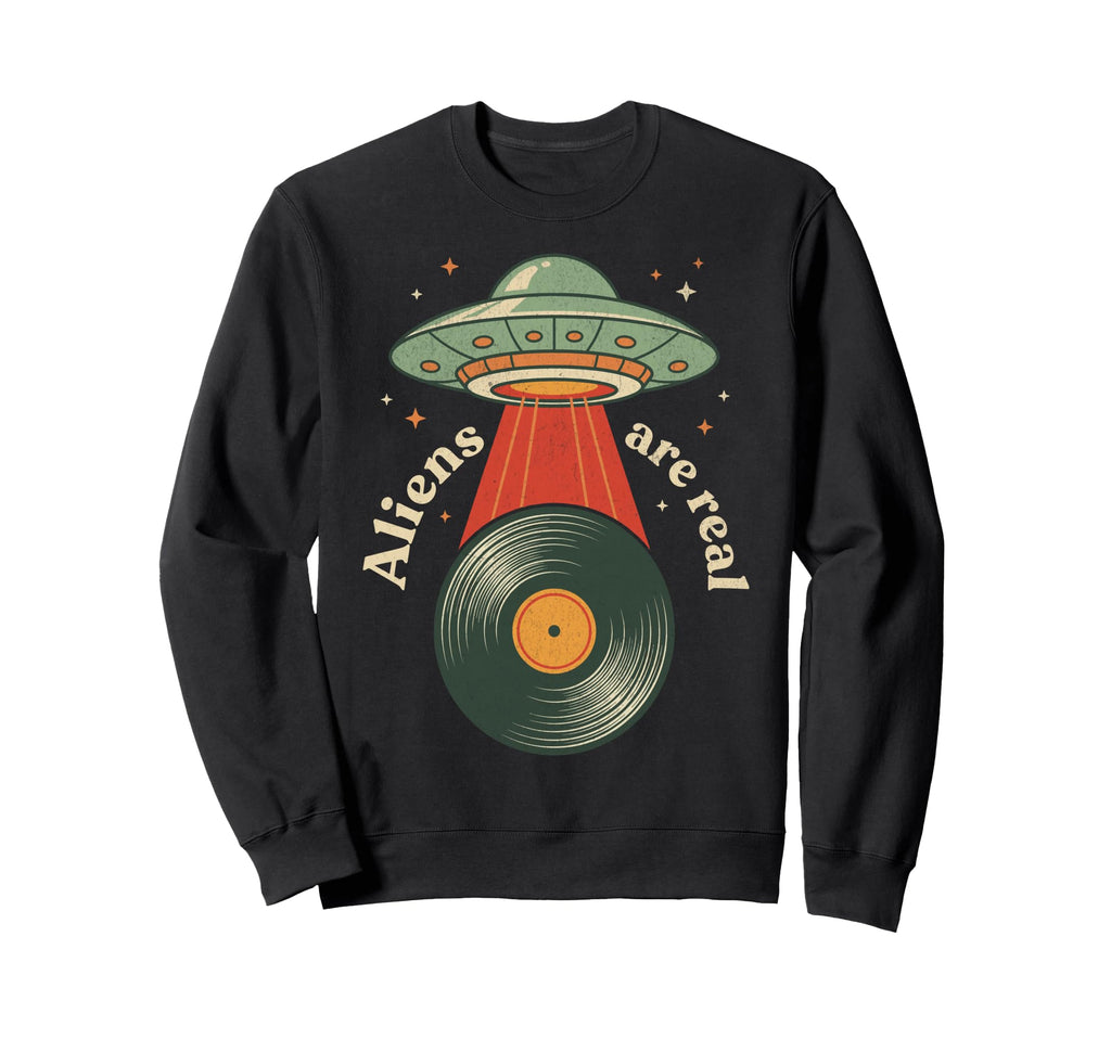 Ufo Abduction Vinyl Record Player Sweatshirt - Custom Art Print for Adults - T-Shirt, Sweatshirt, Hoodie