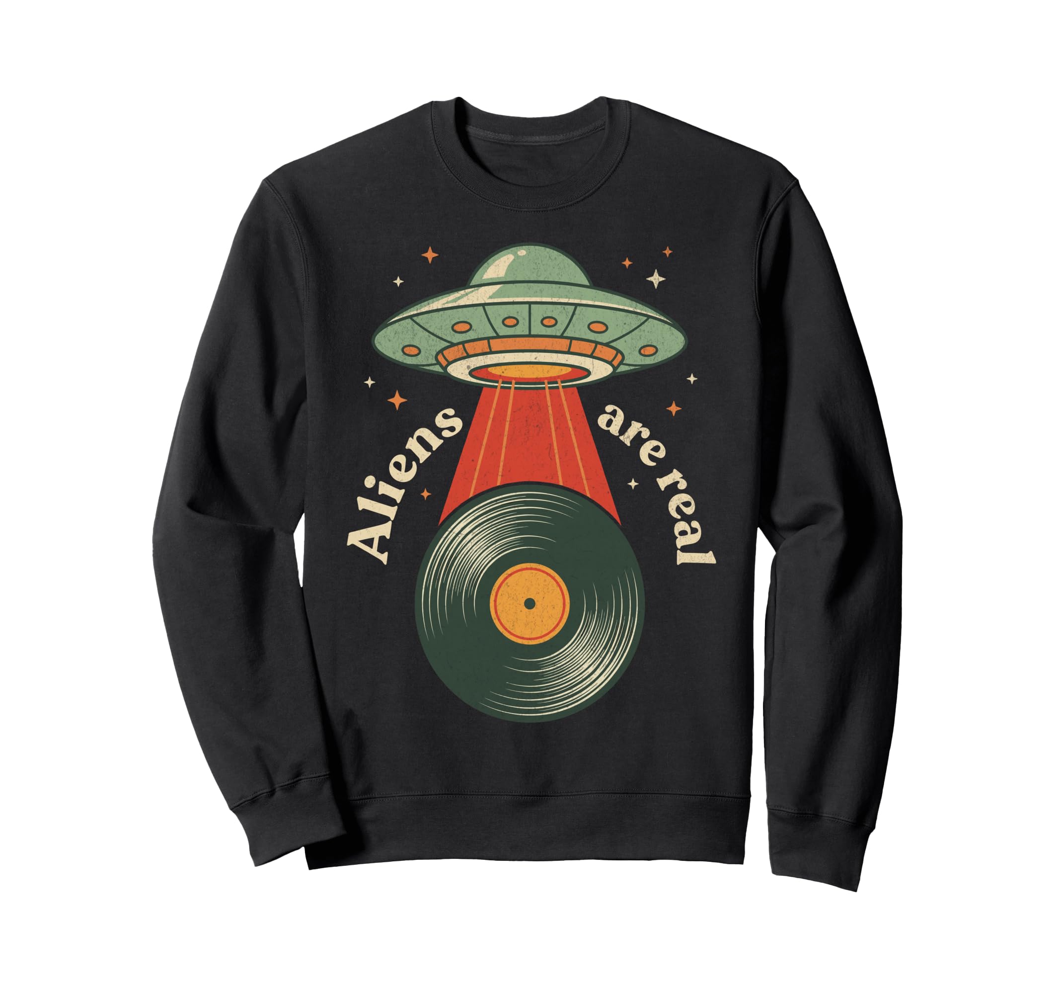 Ufo Abduction Vinyl Record Player Sweatshirt - Custom Art Print for Adults - T-Shirt, Sweatshirt, Hoodie