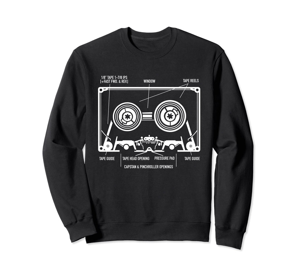 Mixtape Diagram Cassette Tape Sweatshirt - Novelty Apparel Unisex - T-Shirt, Sweatshirt, Hoodie