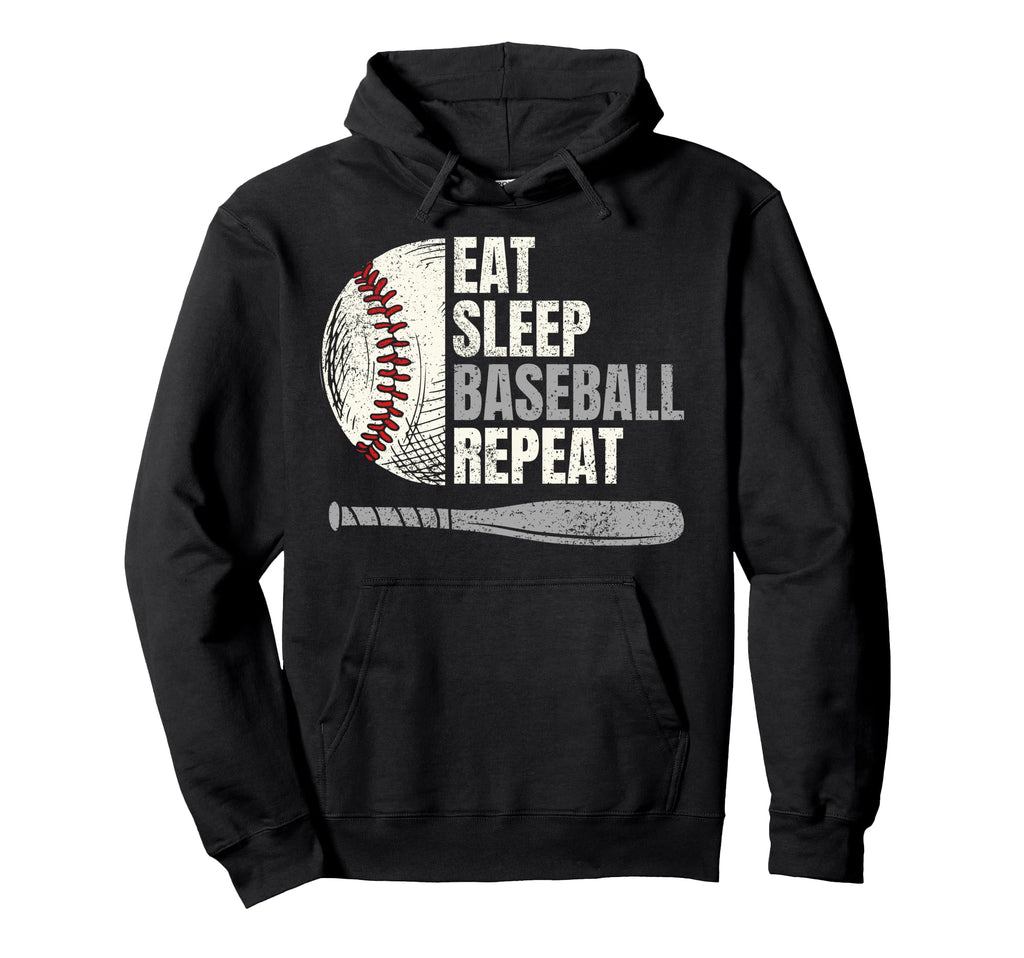 Eat Sleep Baseball Repeat Baseball Player Hoodie - Graphic Print Men Women - T-Shirt, Sweatshirt, Hoodie