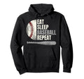 Eat Sleep Baseball Repeat Baseball Player Hoodie - Graphic Print Men Women - T-Shirt, Sweatshirt, Hoodie