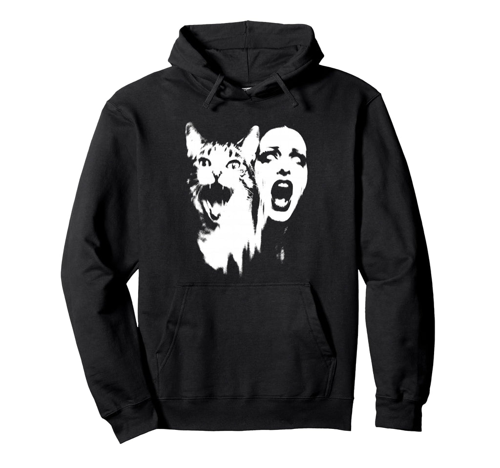 Punk And Cat Grunge 90S Distressed Hoodie - Unique Graphic Men Women - T-Shirt, Sweatshirt, Hoodie