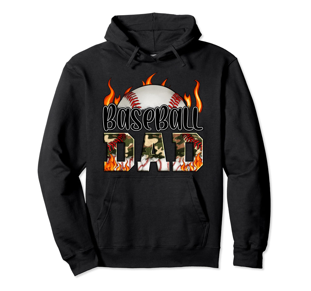 Baseball Dad Camo Fire Baseball Fan Hoodie - Streetwear Style Unisex - T-Shirt, Sweatshirt, Hoodie
