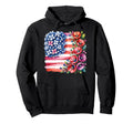 Flower Usa Flag Boho 4Th July American Hoodie - Custom Art Print Unisex - T-Shirt, Sweatshirt, Hoodie