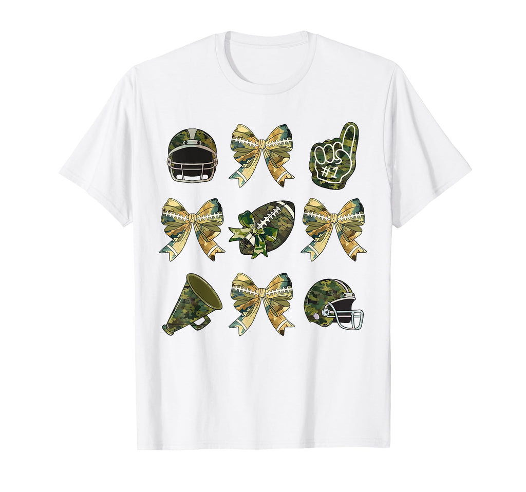 Camo Football Coquette Bow Football Mom T-Shirt - Streetwear Style Unisex - T-Shirt, Sweatshirt, Hoodie
