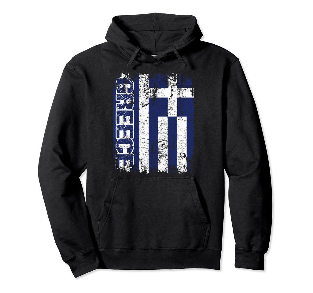 Greece Flag Distressed Greece Hoodie - Fun Novelty Design for Adults - T-Shirt, Sweatshirt, Hoodie