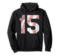 Baseball 15 Jersey Number Hoodie - Unique Graphic for Adults - T-Shirt, Sweatshirt, Hoodie