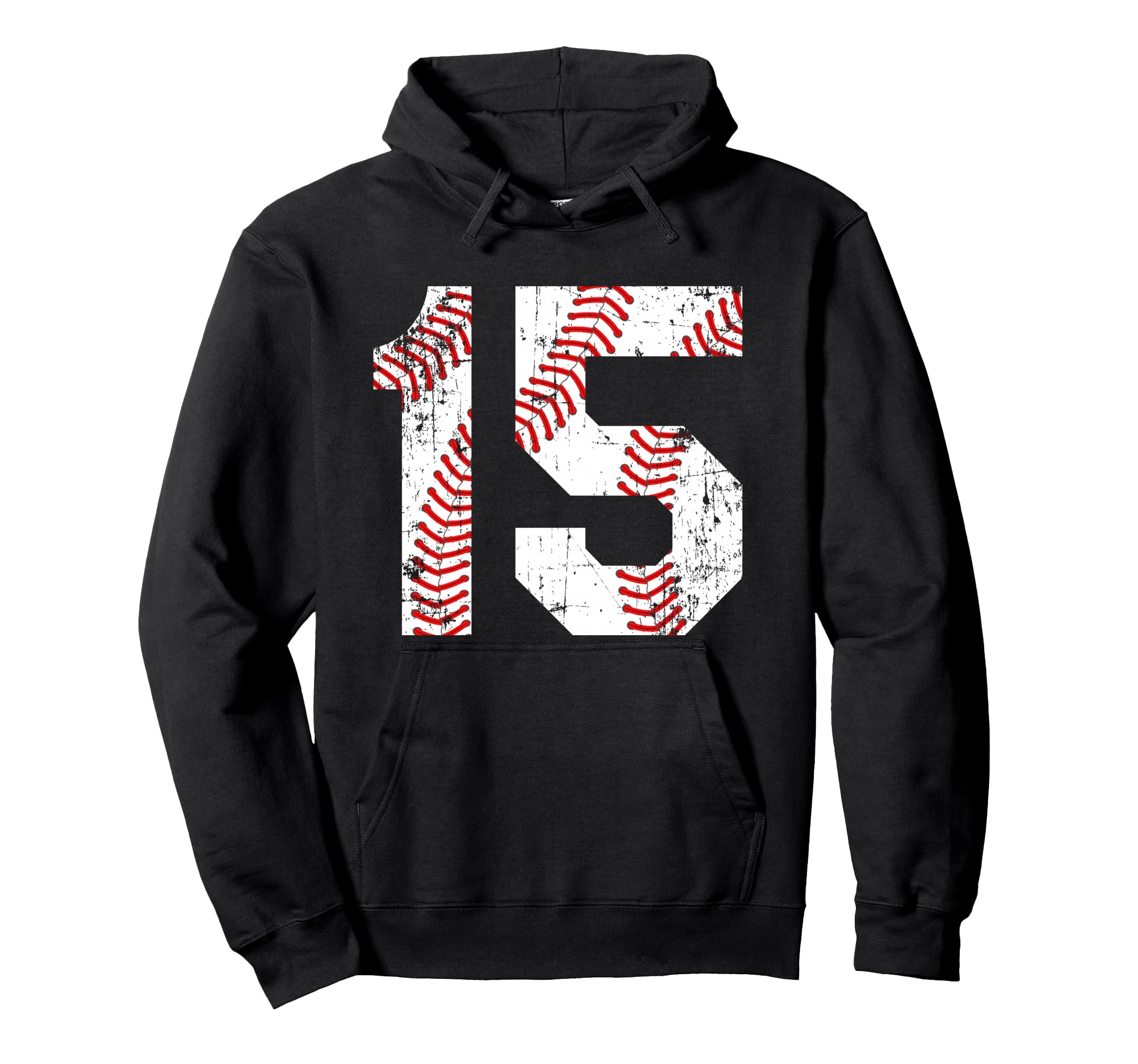Baseball 15 Jersey Number Hoodie - Unique Graphic for Adults - T-Shirt, Sweatshirt, Hoodie