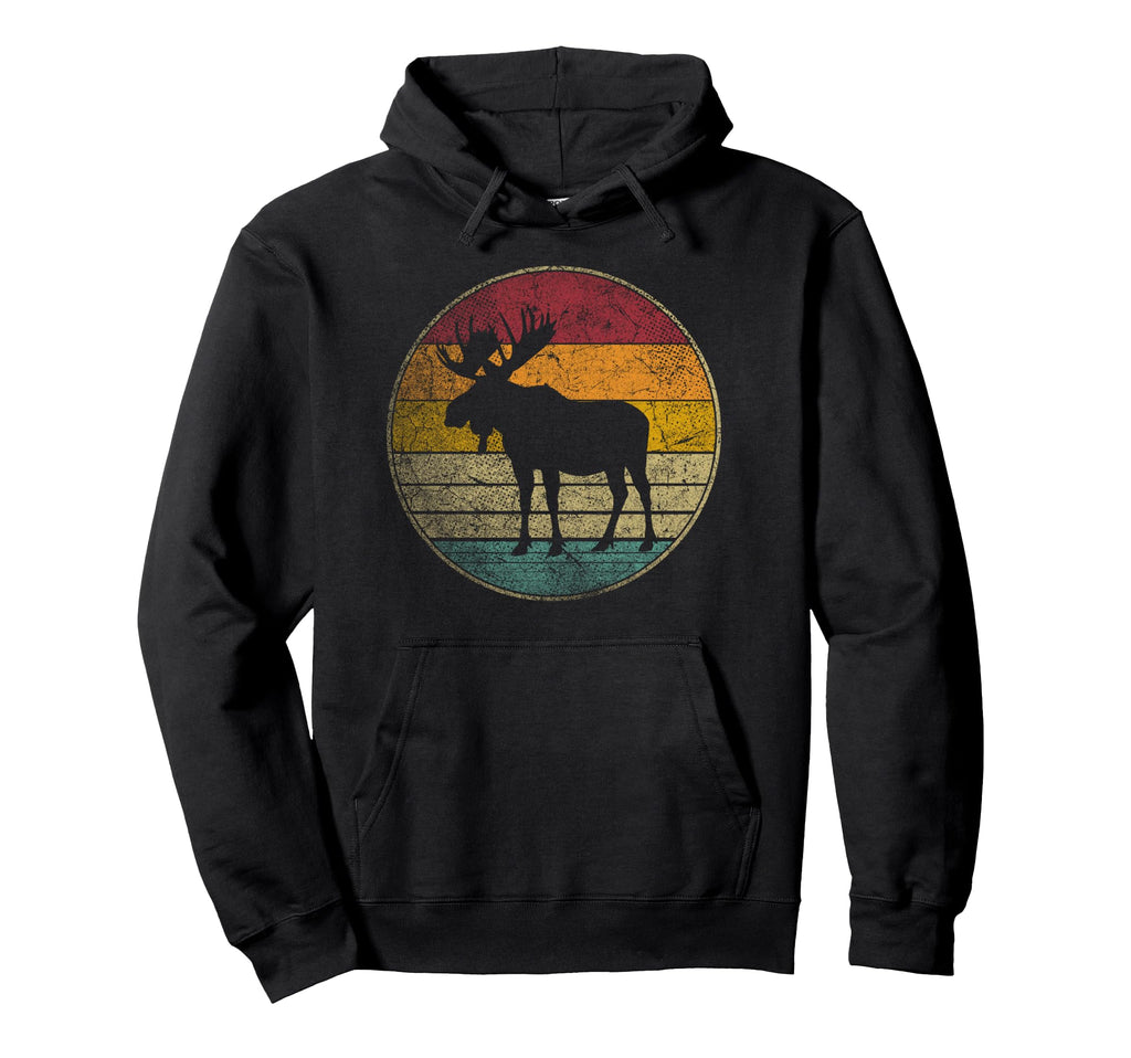 Moose Distressed Silhouette 60S 70S Hoodie - Minimalist Print for Adults - T-Shirt, Sweatshirt, Hoodie