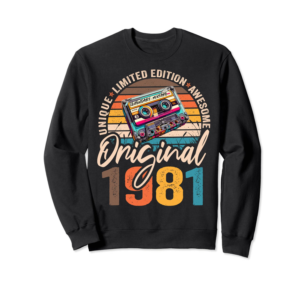 1981 43Rd Birthday Cassette Tape Sweatshirt - Trendy Graphic for Adults - T-Shirt, Sweatshirt, Hoodie