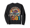 1981 43Rd Birthday Cassette Tape Sweatshirt - Trendy Graphic for Adults - T-Shirt, Sweatshirt, Hoodie