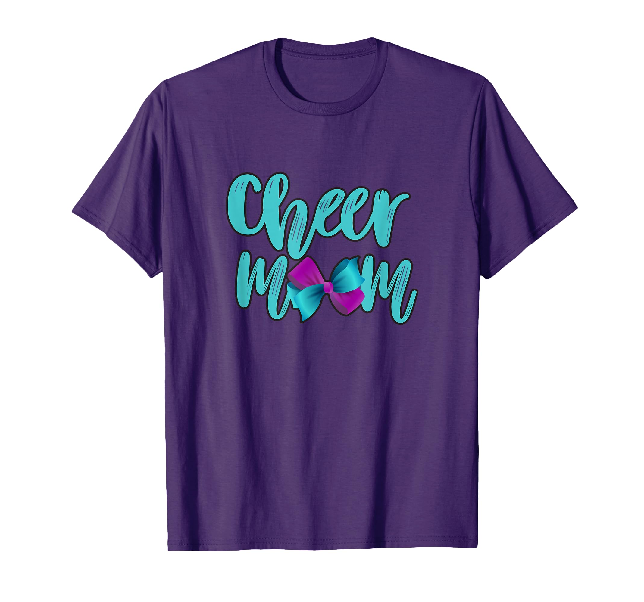 Cheer Mom Aqua Purple Teal Big Bow T-Shirt - Minimalist Print Men Women - T-Shirt, Sweatshirt, Hoodie