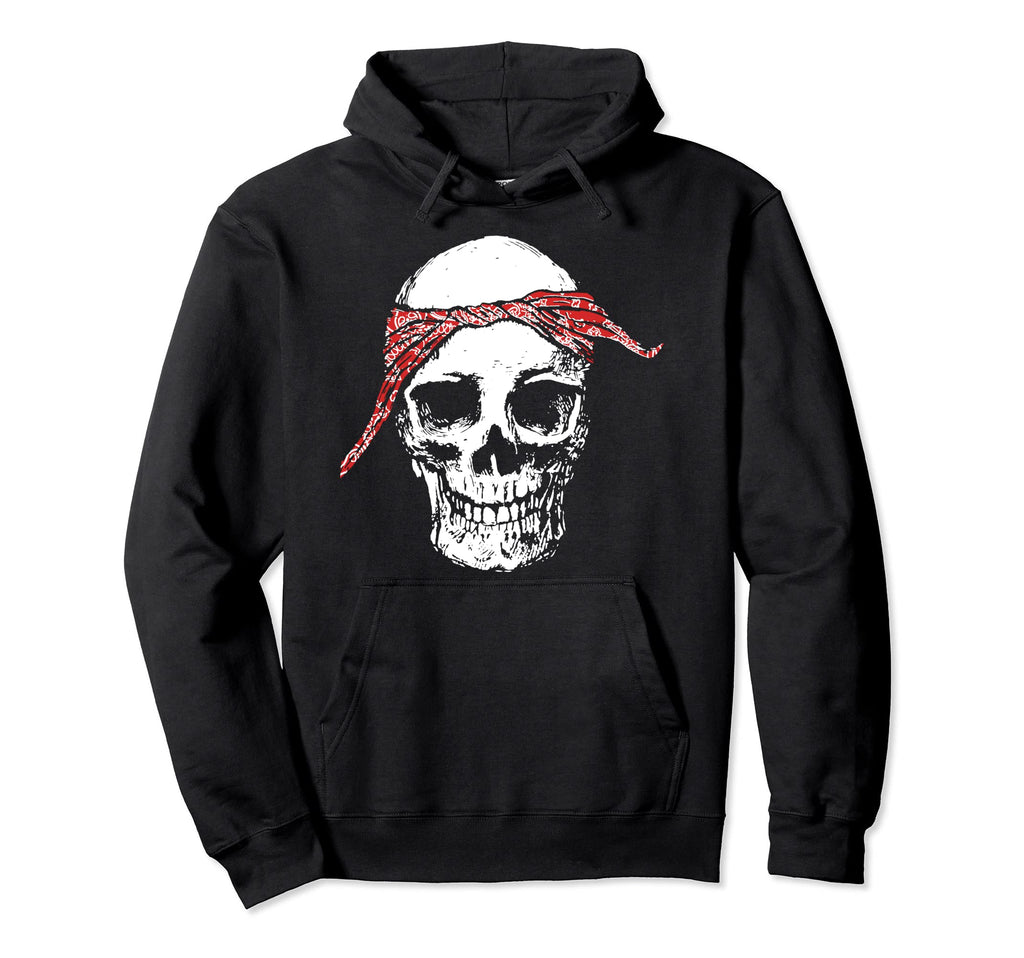 Hiphop Skull Red Do Rag Bandana Old Hoodie - Custom Art Print Unisex - T-Shirt, Sweatshirt, Hoodie