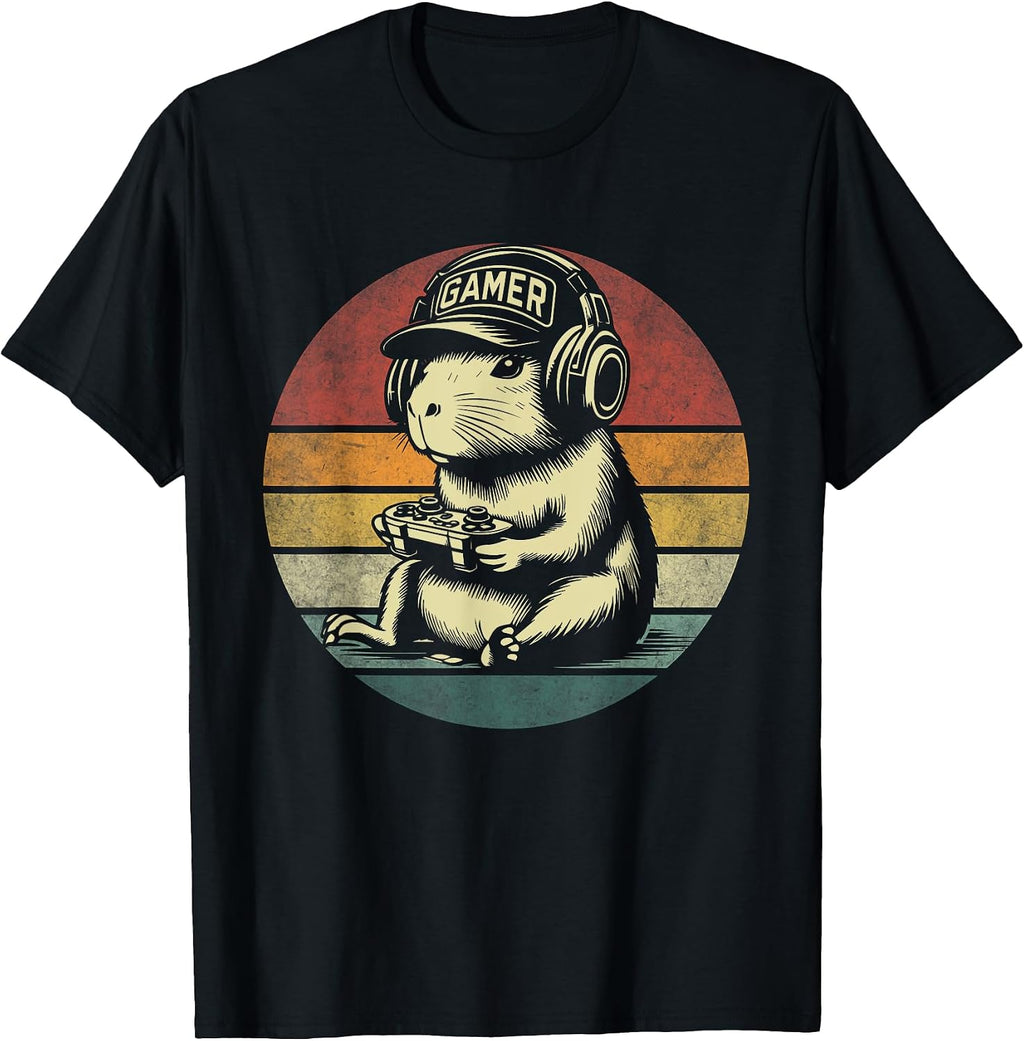Funny Retro Capybara Playing Video Games - Adult & Kids T-Shirts, Sweatshirts & Hoodies apparel design preview 1