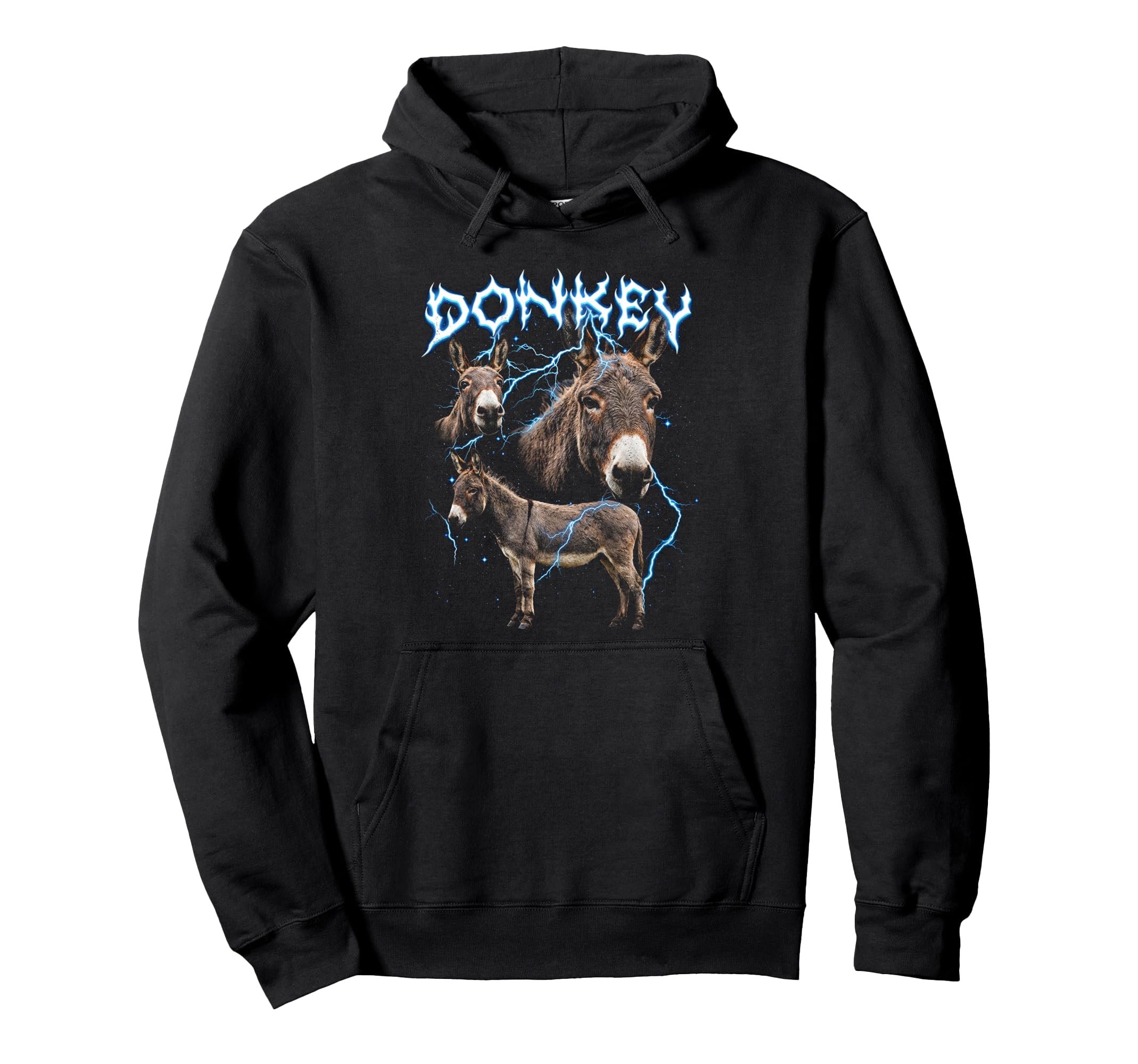 Donkey 90S Heavy Metal Donkey Animal Hoodie - Minimalist Print Men Women - T-Shirt, Sweatshirt, Hoodie