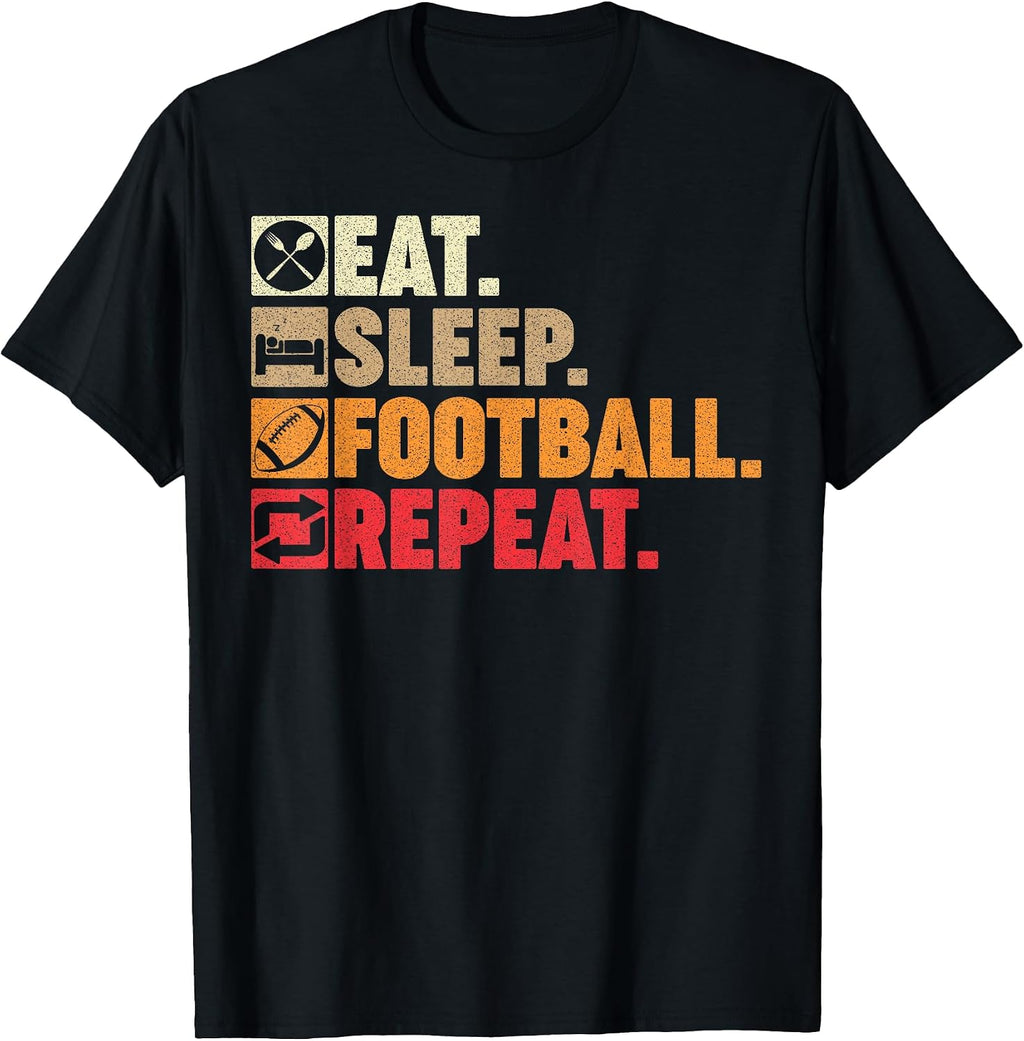 Eat Sleep Football Repeat Team Merch - Adult & Kids T-Shirts, Sweatshirts & Hoodies apparel design preview 1