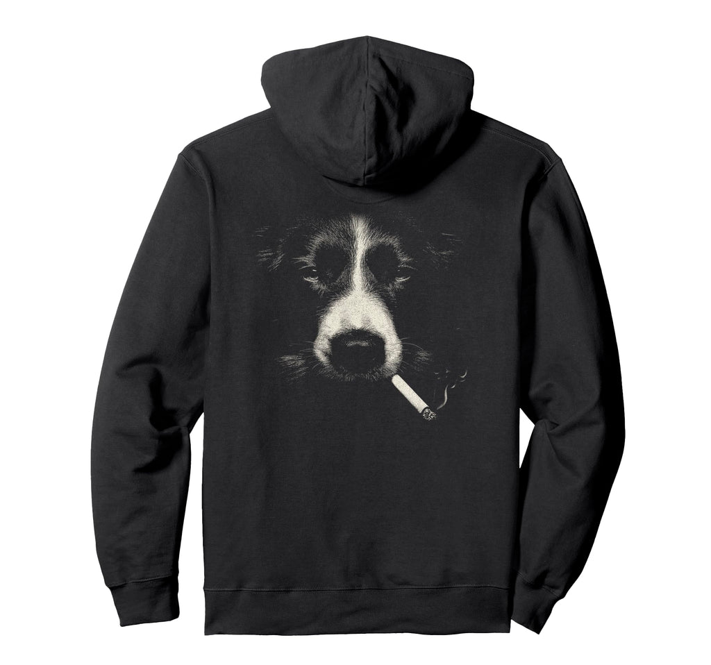 Border Collie Smoking Cigarette Grunge Hoodie - Graphic Print Men Women - T-Shirt, Sweatshirt, Hoodie