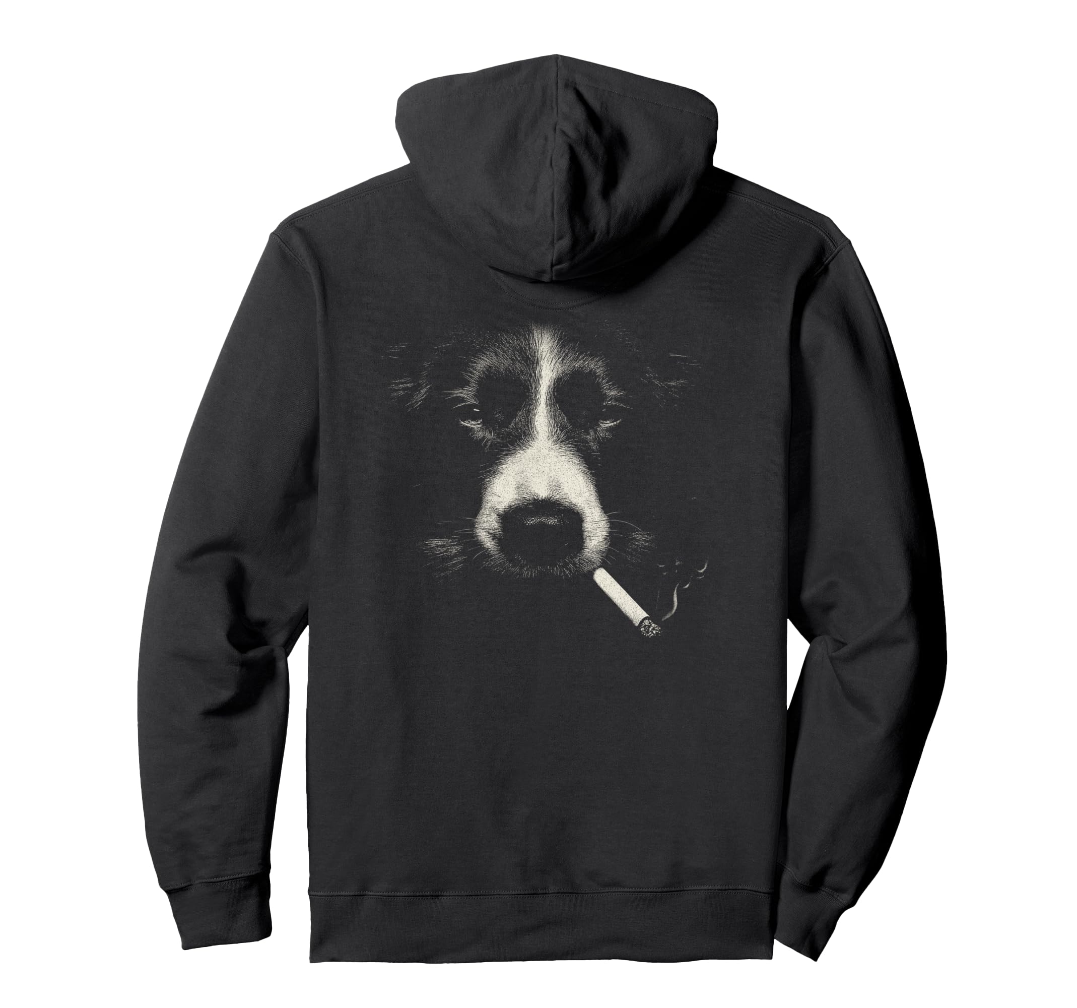 Border Collie Smoking Cigarette Grunge Hoodie - Graphic Print Men Women - T-Shirt, Sweatshirt, Hoodie