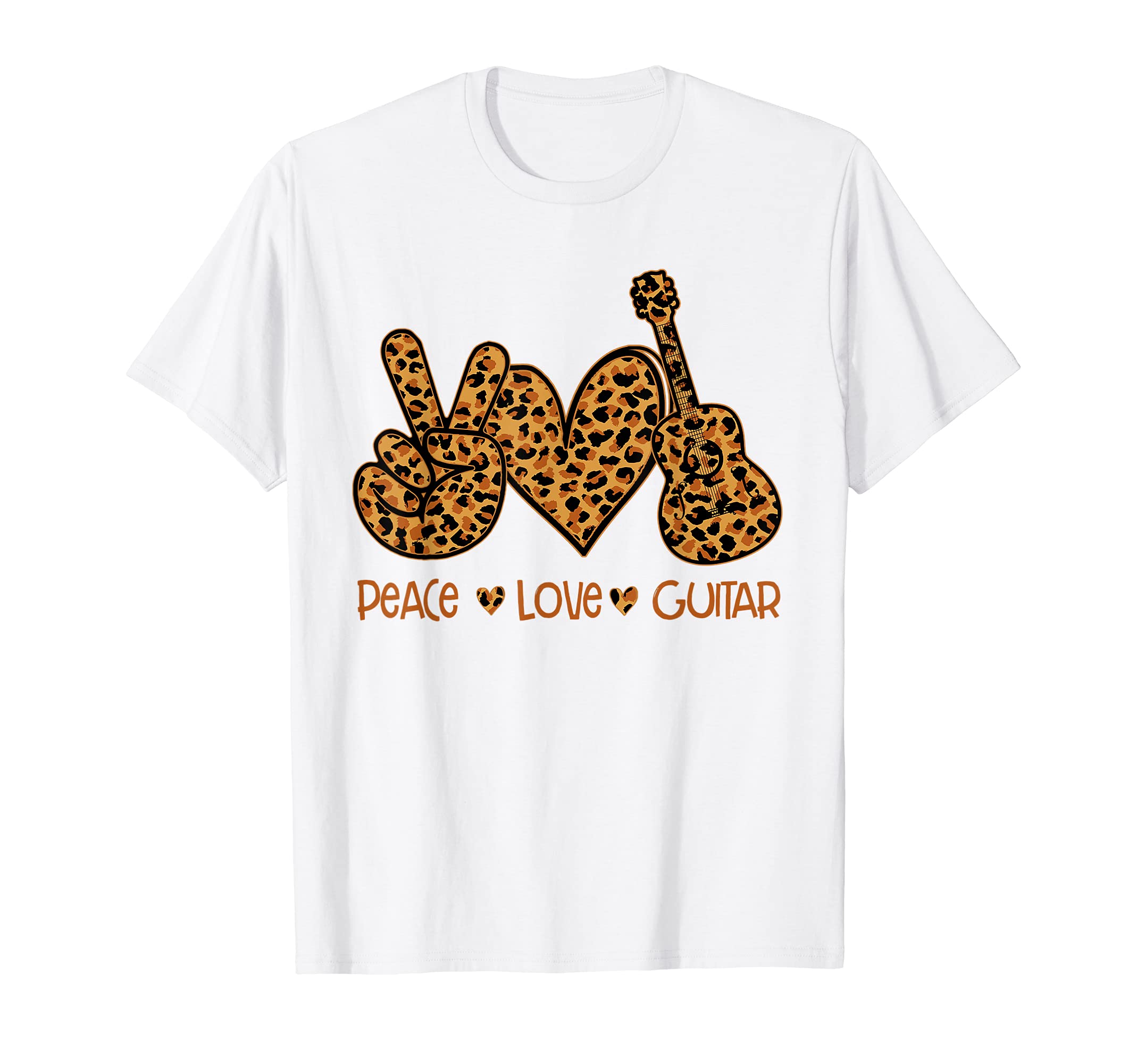 Peace Love Guitar Leopard T-Shirt - Casual Everyday Wear Unisex - T-Shirt, Sweatshirt, Hoodie