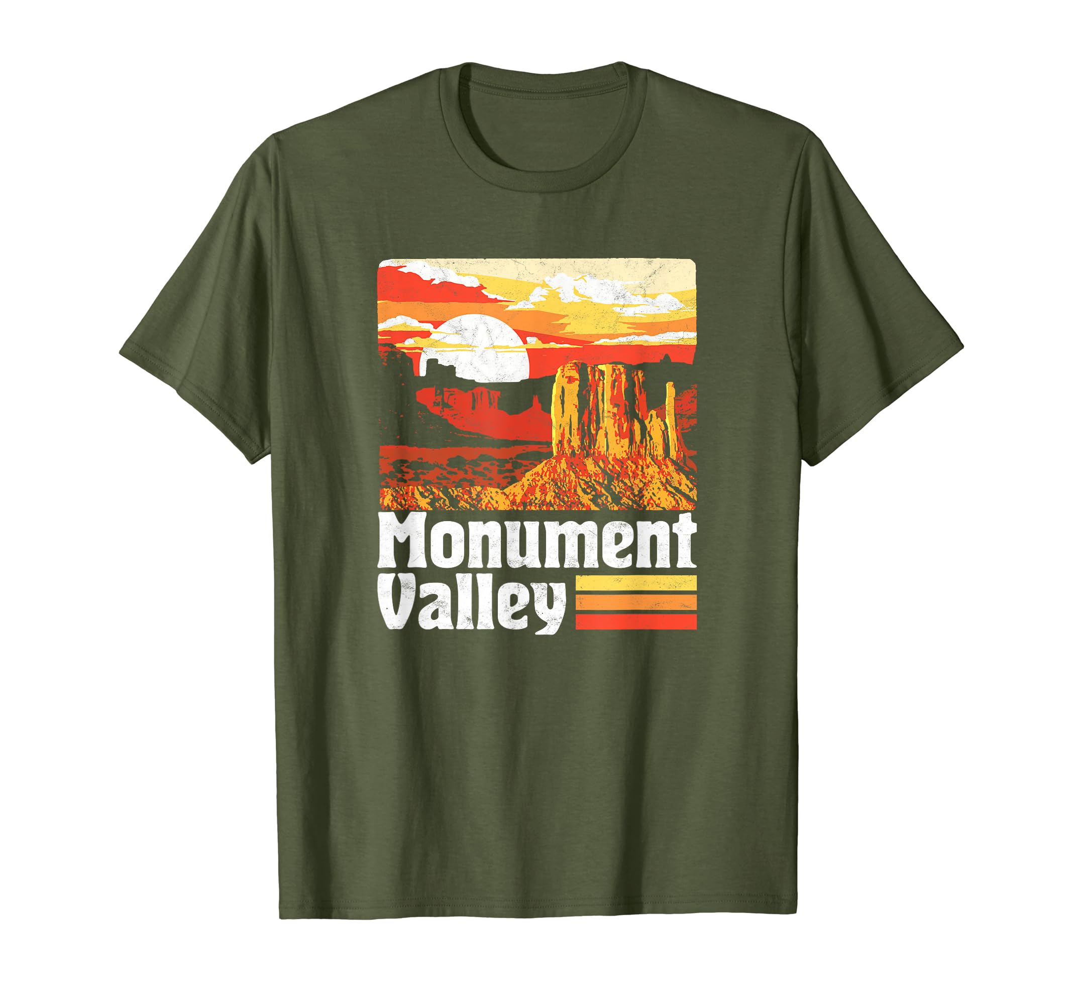 Monument Valley Sunset 80S Distressed T-Shirt - Novelty Apparel Unisex - T-Shirt, Sweatshirt, Hoodie
