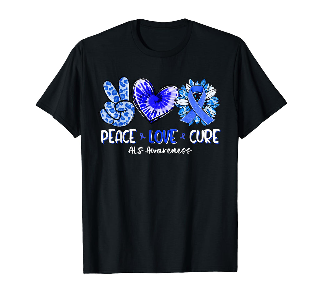 Peace Love Cure Sunflower Als Awareness T-Shirt - Trendy Graphic for Adults - T-Shirt, Sweatshirt, Hoodie