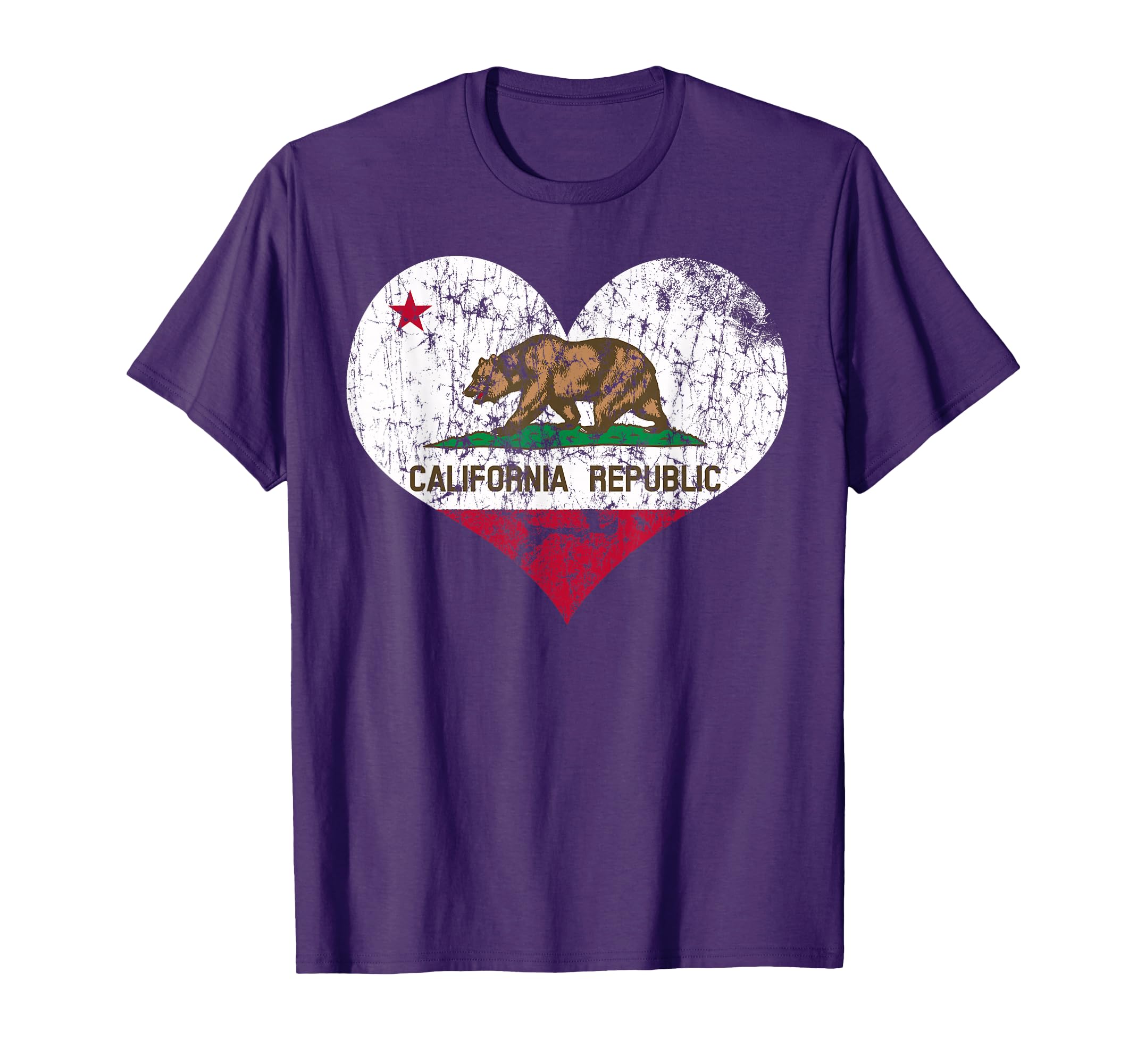 California Republic Flag Heart Love T-Shirt - Unique Graphic for Adults - T-Shirt, Sweatshirt, Hoodie
