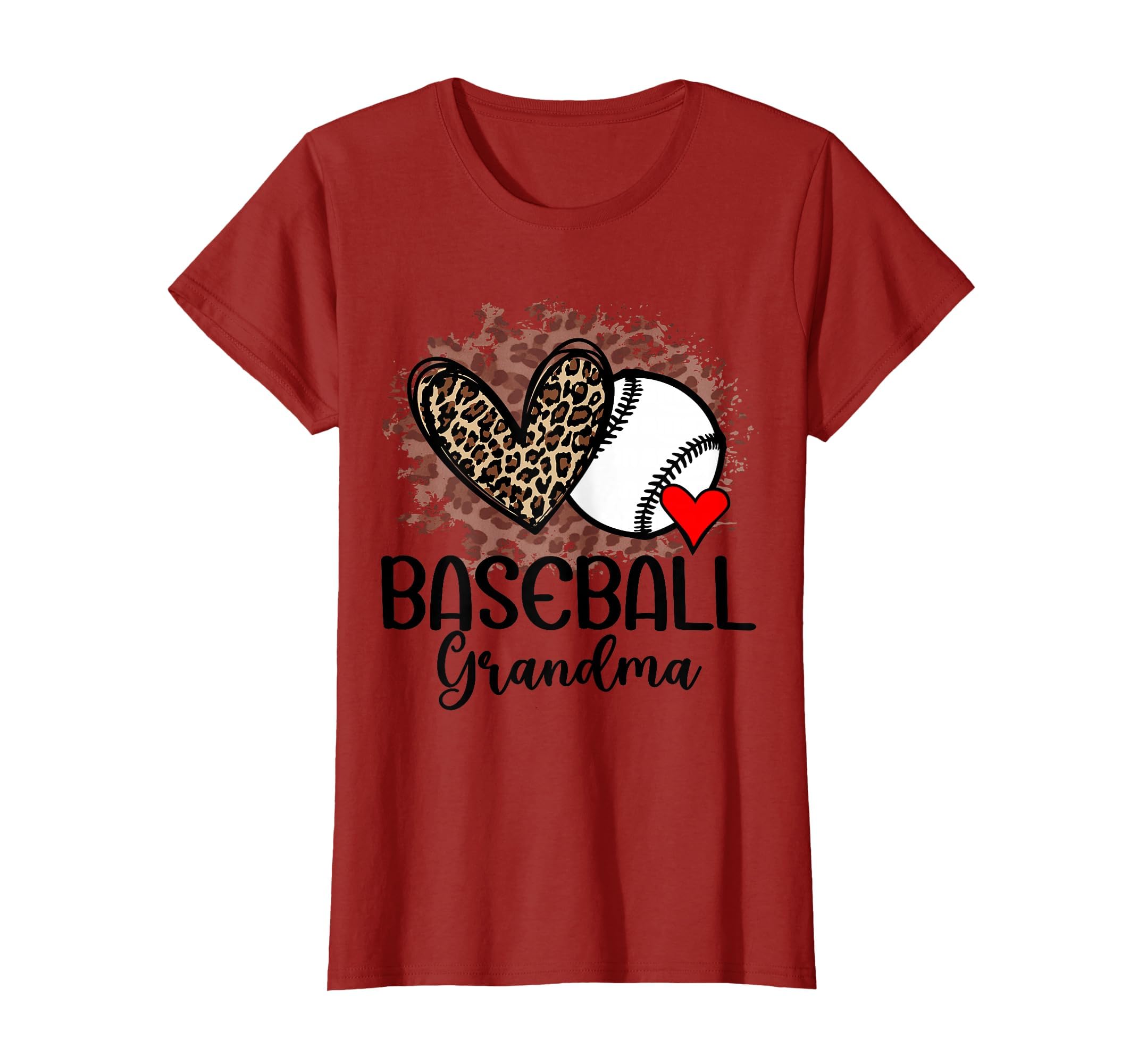 Baseball Grandma Funny Leopard Heart T-Shirt - Graphic Print for Adults - T-Shirt, Sweatshirt, Hoodie