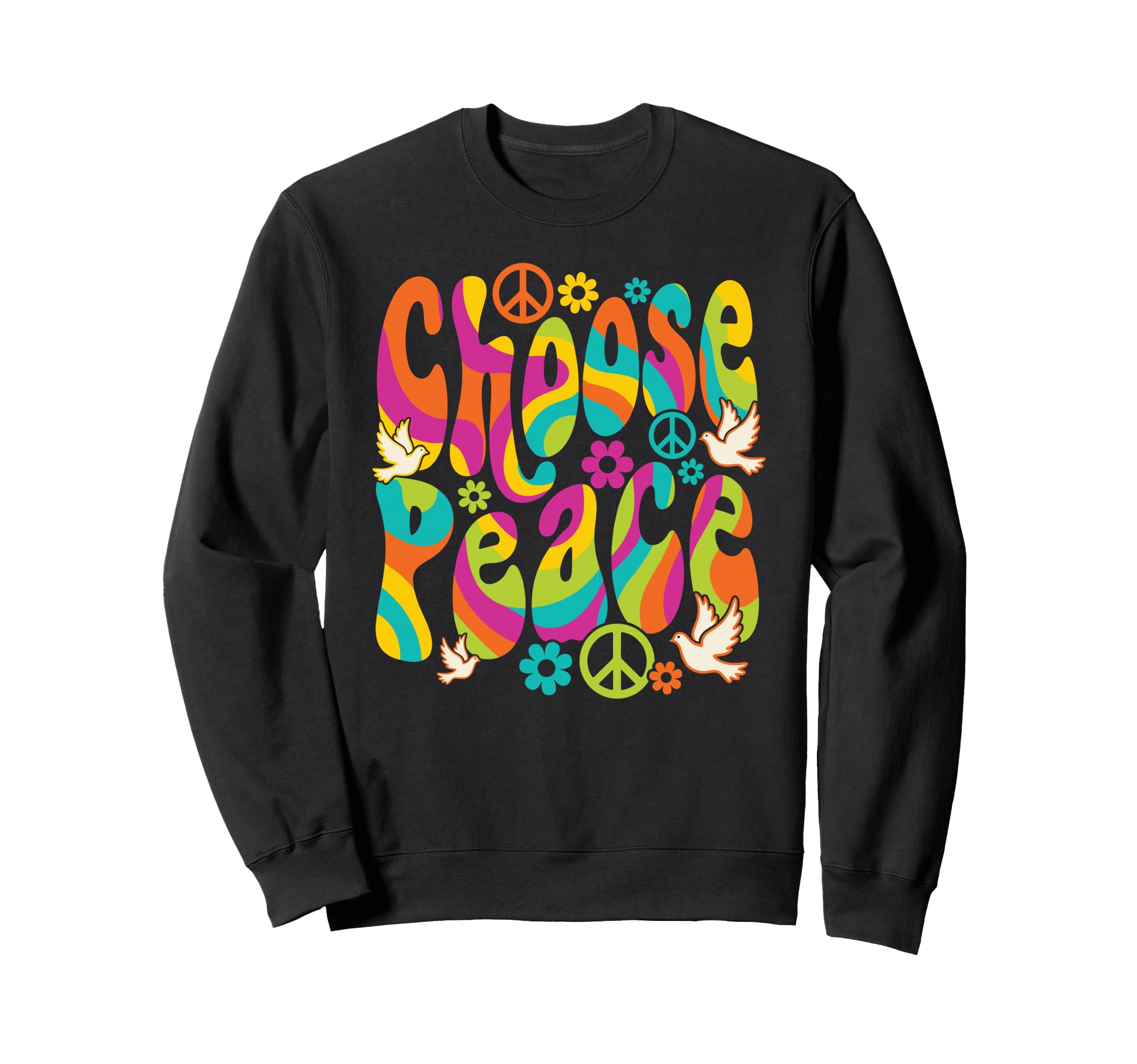 Chase Peace Groovy Hippie Flower Sweatshirt - Minimalist Print for Adults - T-Shirt, Sweatshirt, Hoodie