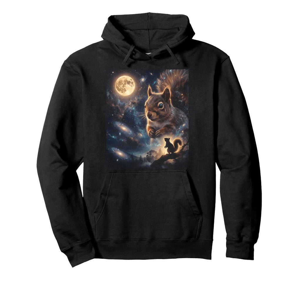 Howling Squirrel Full Moon Starry Night Hoodie - Unique Graphic Men Women - T-Shirt, Sweatshirt, Hoodie