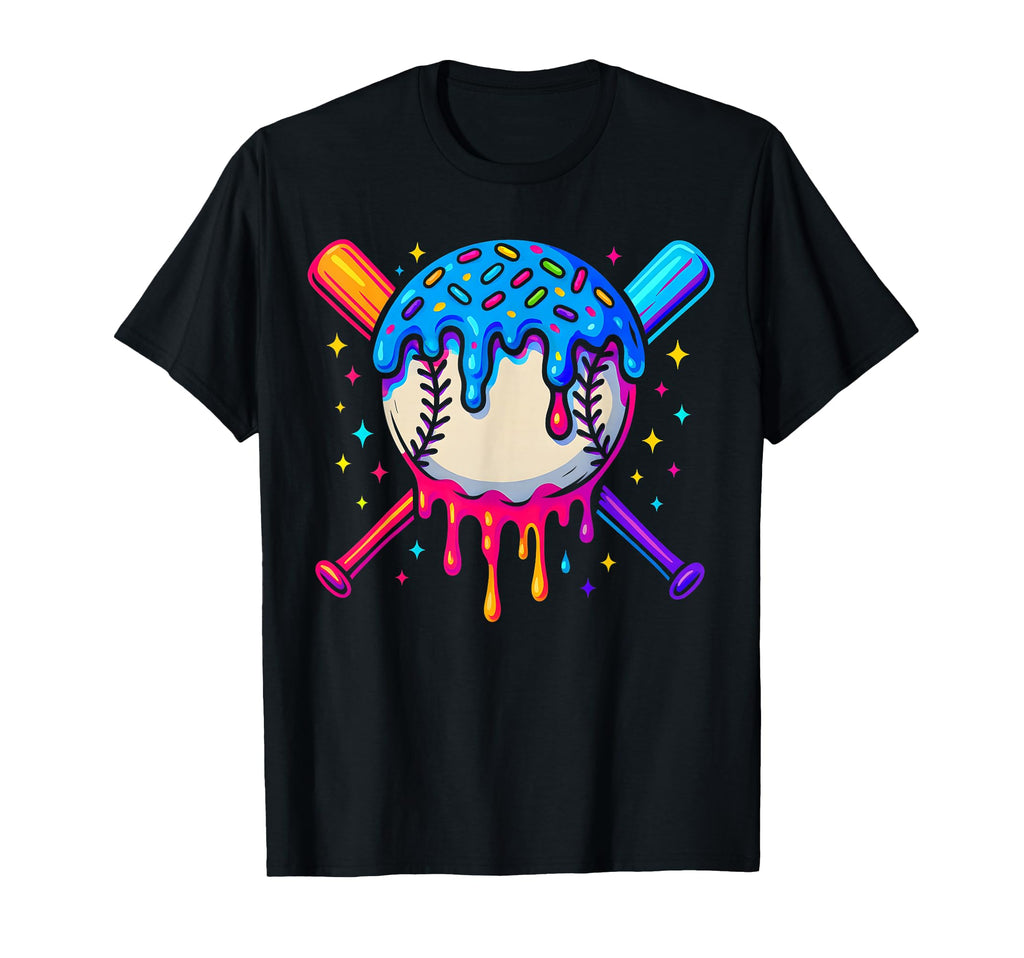 Baseball Drip Ice Cream Drip Summer T-Shirt - Custom Art Print Men Women - T-Shirt, Sweatshirt, Hoodie