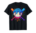 Baseball Drip Ice Cream Drip Summer T-Shirt - Custom Art Print Men Women - T-Shirt, Sweatshirt, Hoodie