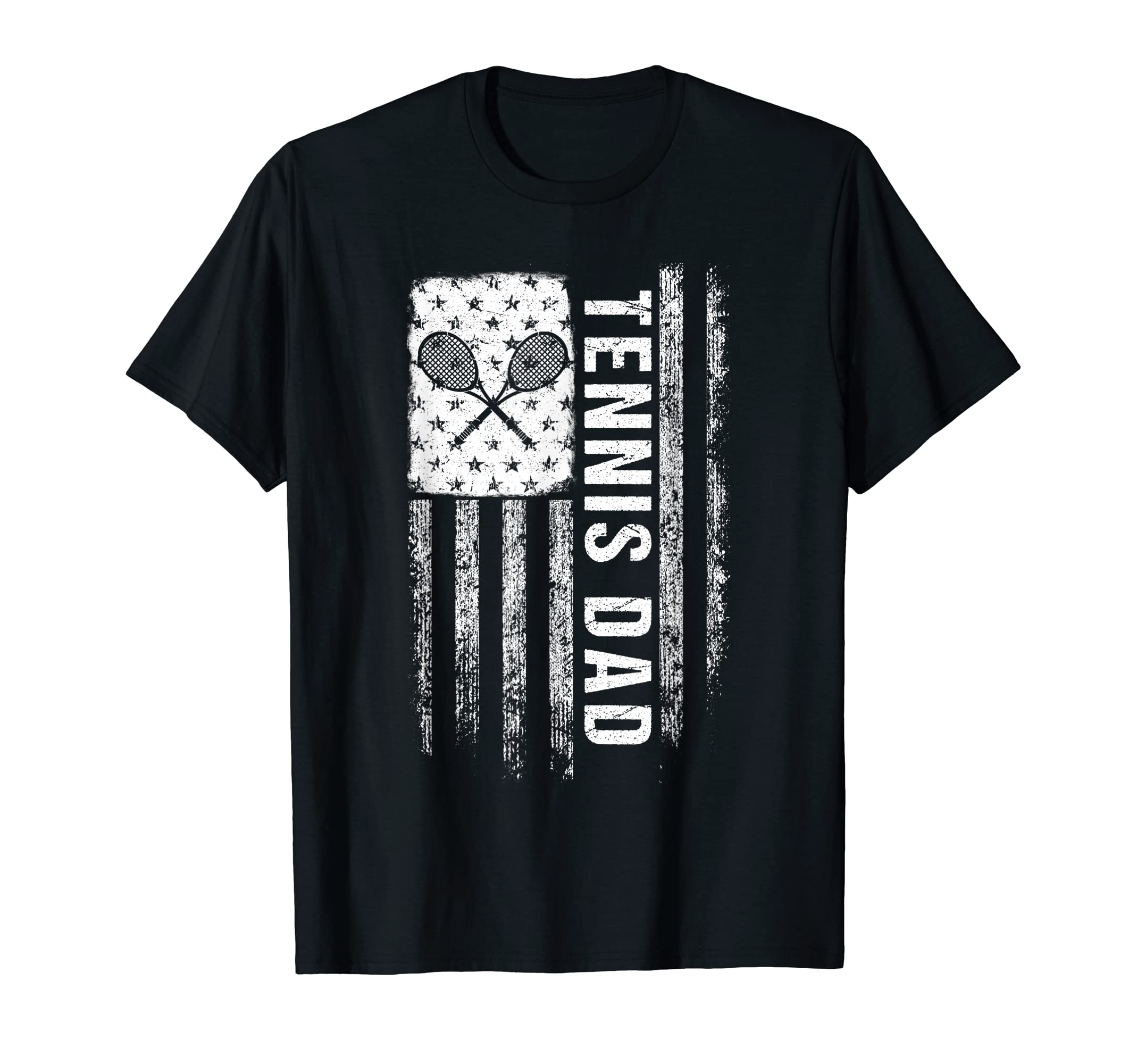 Tennis Dad Distressed American Flag Game T-Shirt - Graphic Print Men Women - T-Shirt, Sweatshirt, Hoodie